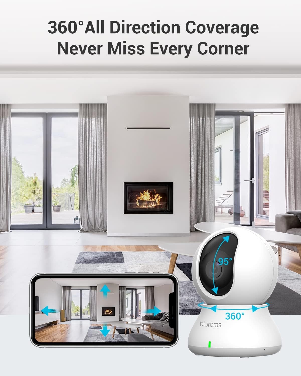 blurams A31 dome lite 2 Security Camera, 2K 360° Pet Camera 2.4GHz – White