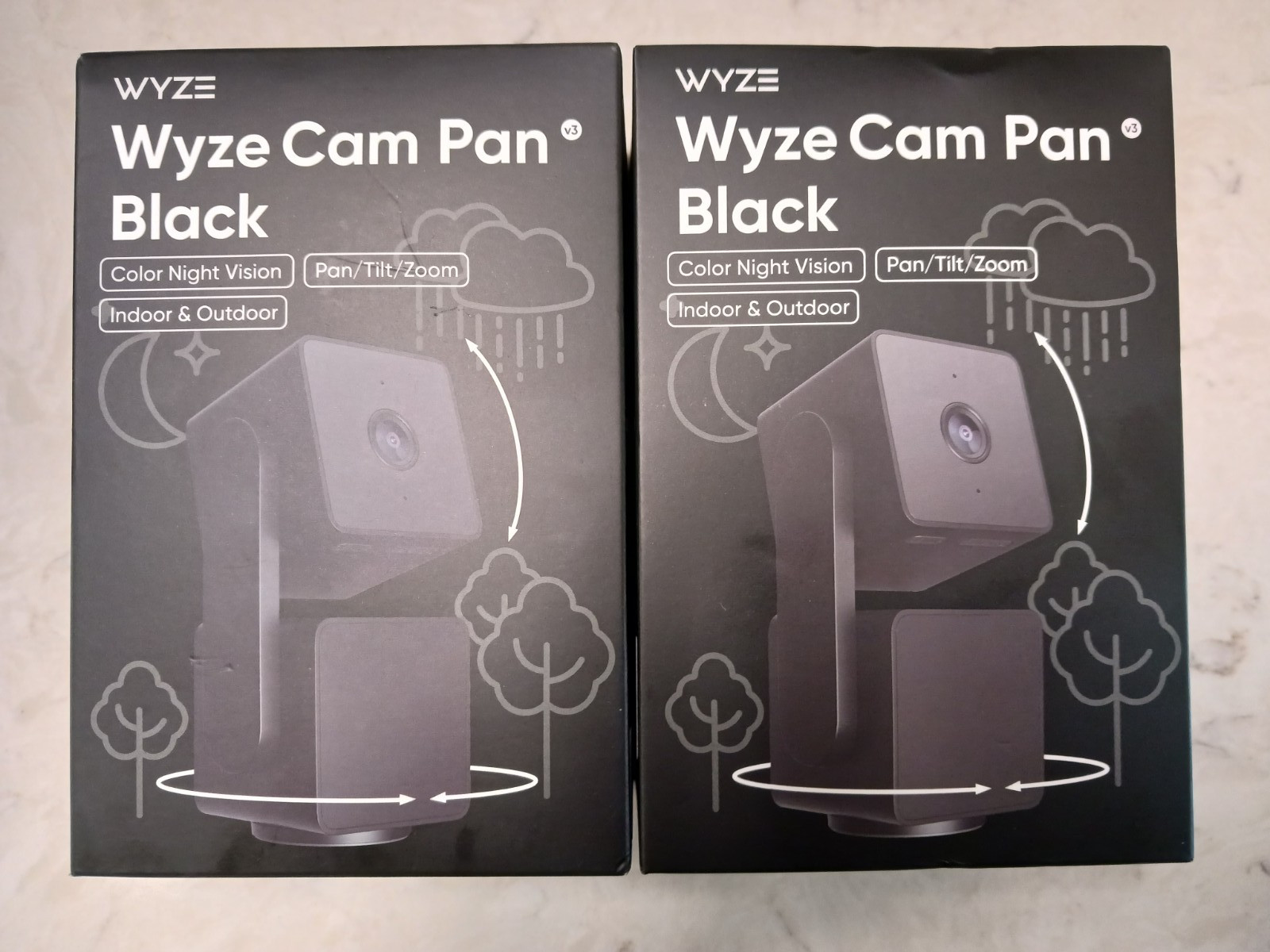 2 Wyze Cam Pan v3 Indoor/Outdoor IP65 1080P Pan/Tilt/Zoom