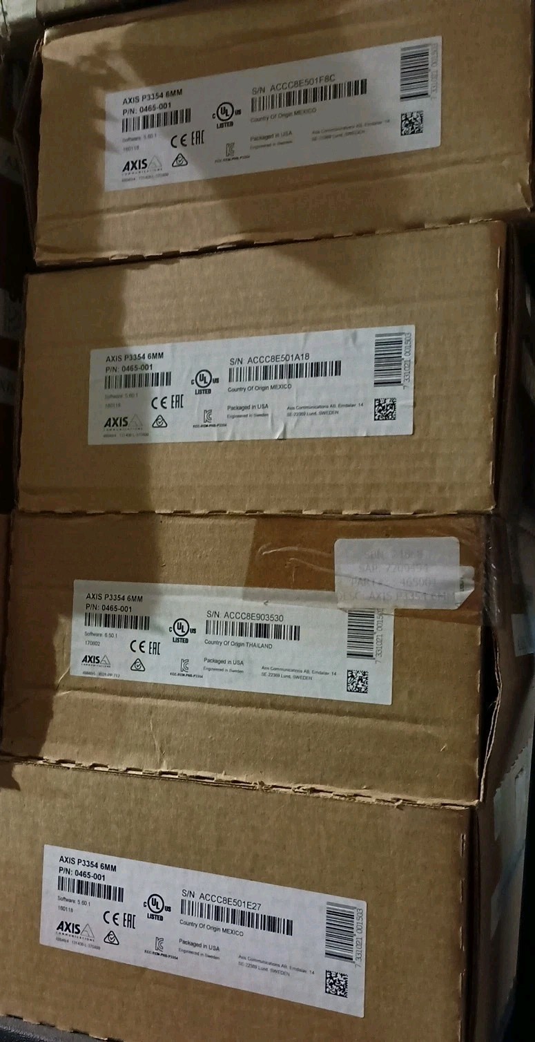 (4) Axis P3354 6mm Fixed Dome Network Camera NIB Lot of 4