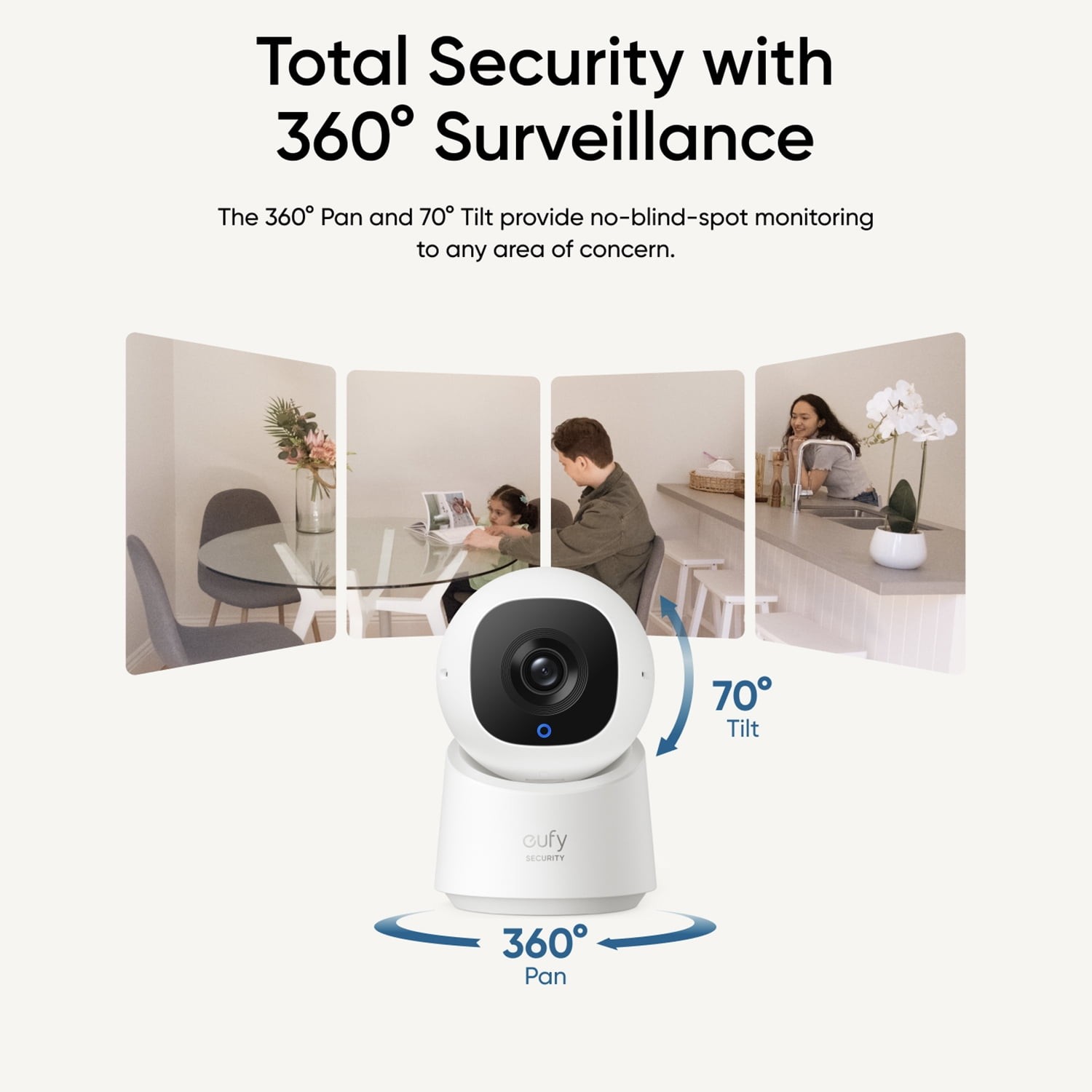 Solo Indoor-Cam C220 Wired 2K Surveillance Camera 24/7 Recording AI Human