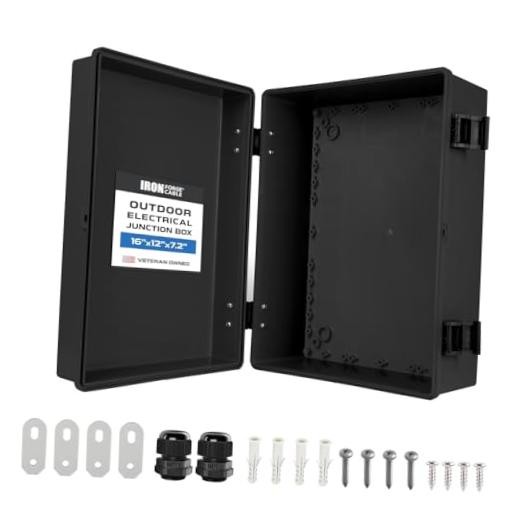 16×12 in Outdoor Junction Box – Waterproof | ABS 16″ x 12″ x 7.2″ inch Black