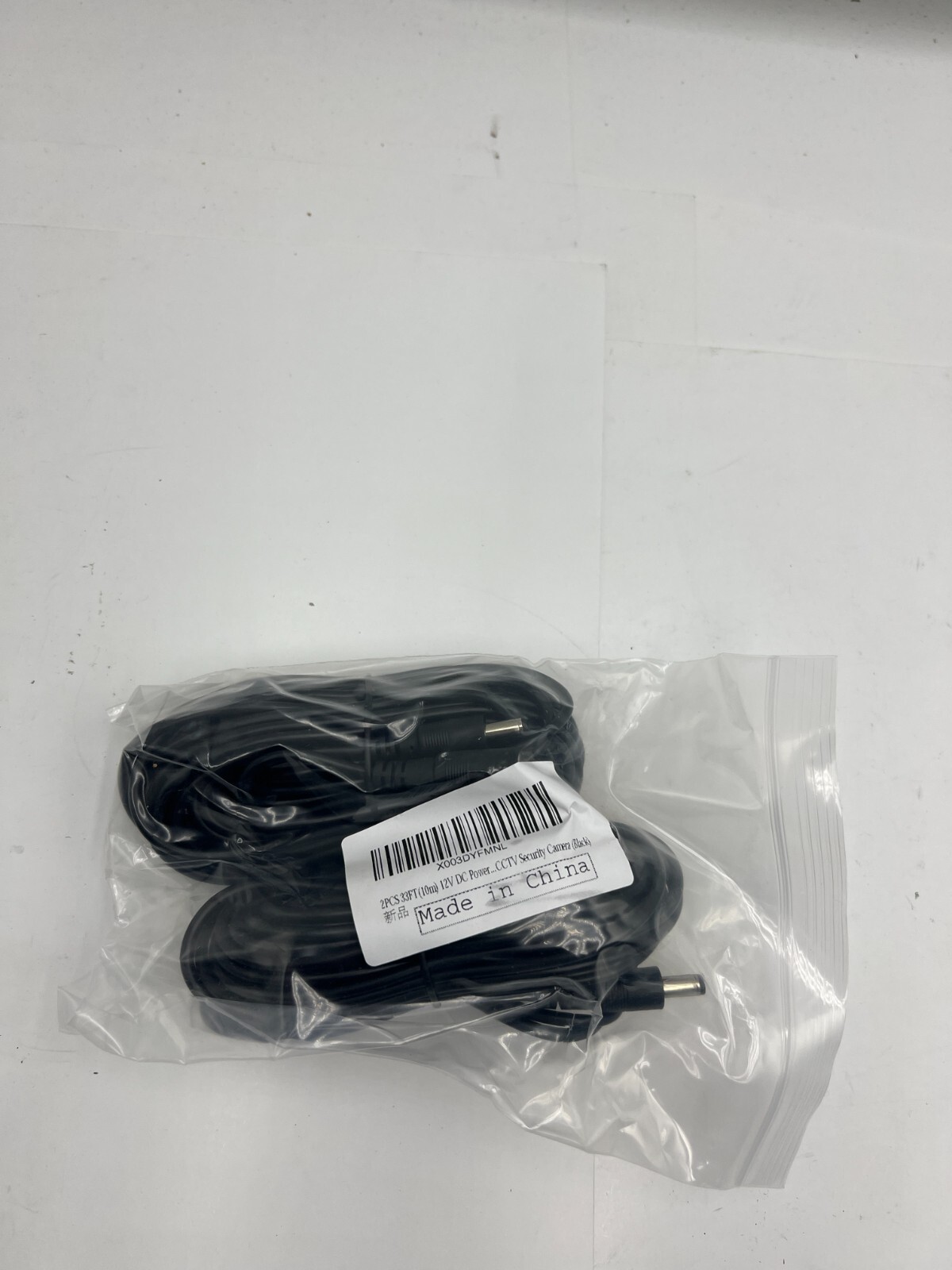 Packs of 2 – 33FT(10m) 12V DC Power Extension Cable CCTV Security Camera (Black)