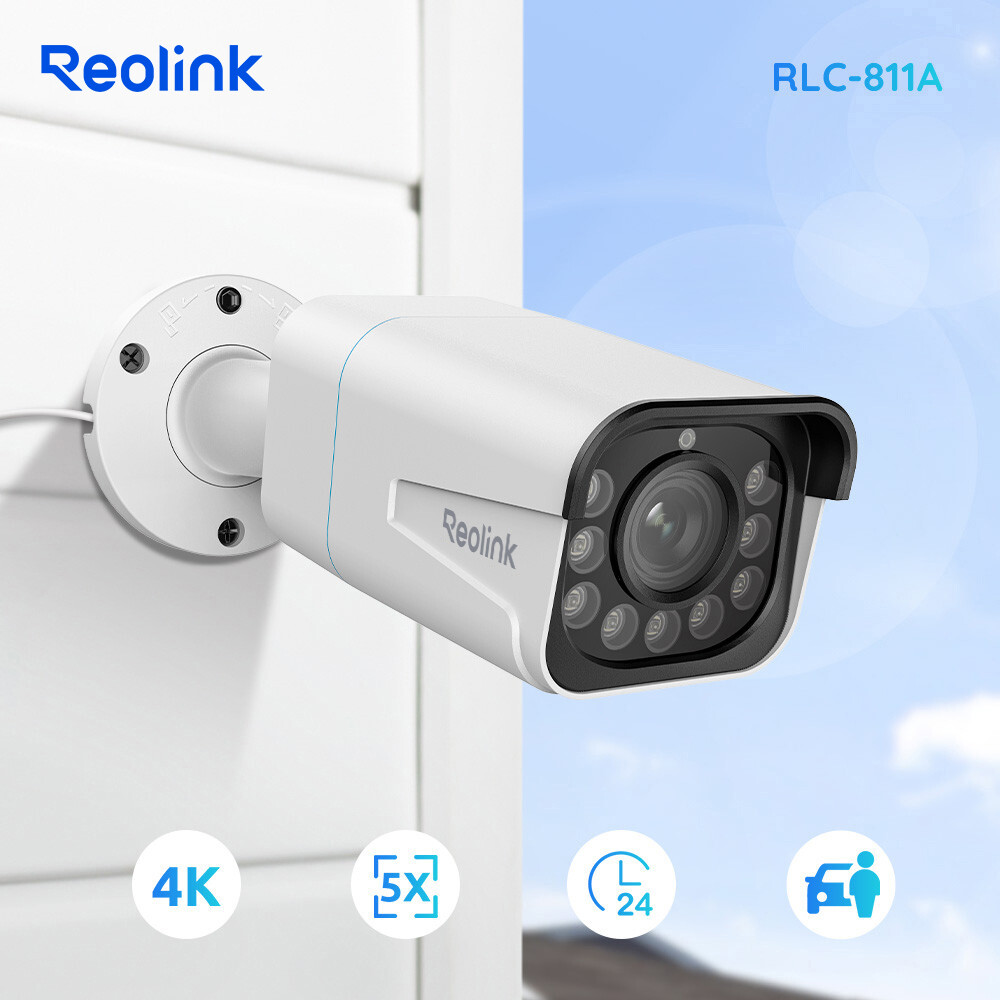 Reolink 2pcs 4K 8MP PoE IP Security Camera 5X Optical Zoom Outdoor RLC-811A