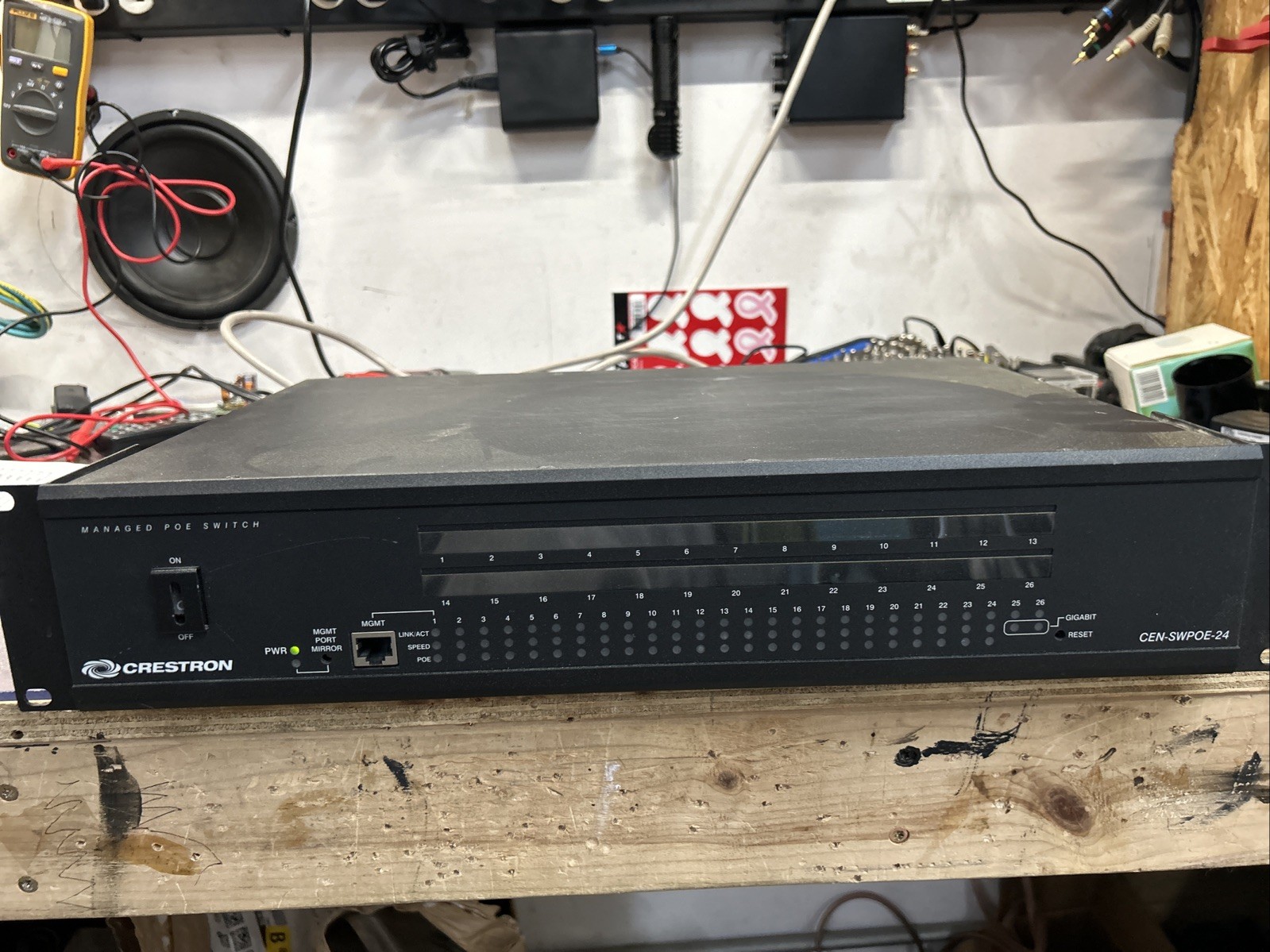 Crestron CEN-SWPOE-24 24-Port Managed PoE Switch Tested & Working w/Rack Mount