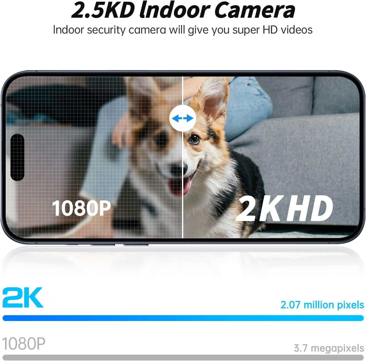 Indoor Camera Robot, 2K 5G/2.4Ghz Wifi Pet Robot Cam with Phone App Eseecloud, 3