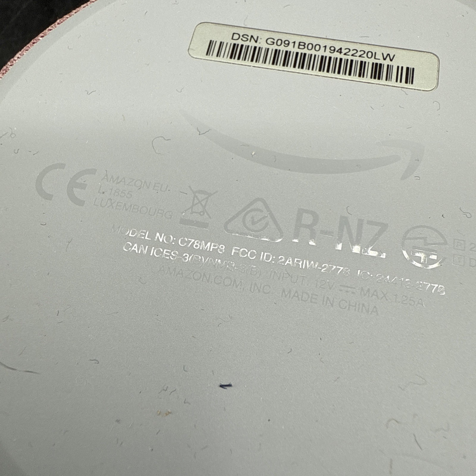 Amazon Echo Dot 3rd Generation C78MP8 Smart Speaker PINK No POWER Adapter