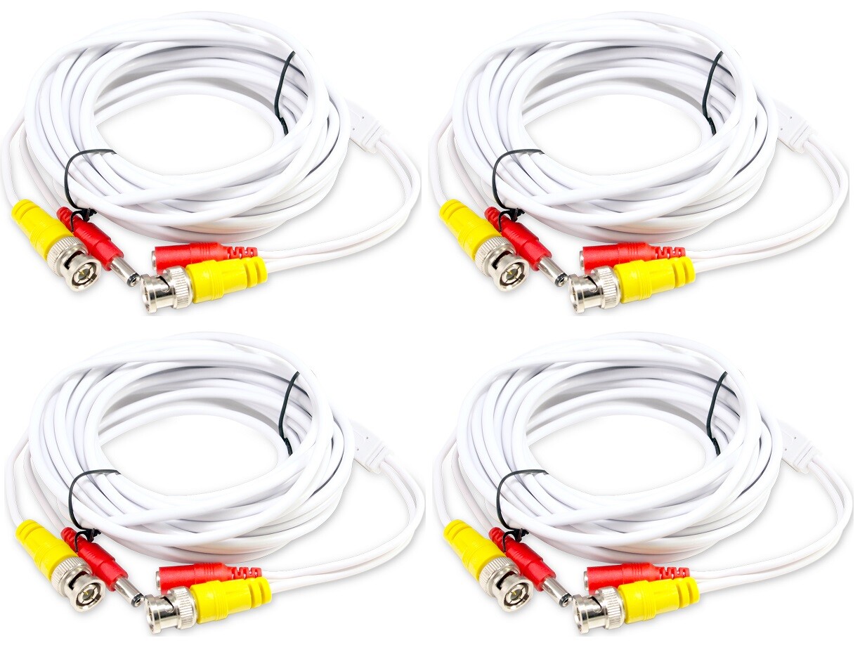 4 pcs. 25 Feet Ready Made Power and Video CCTV Cable for Security Camera System