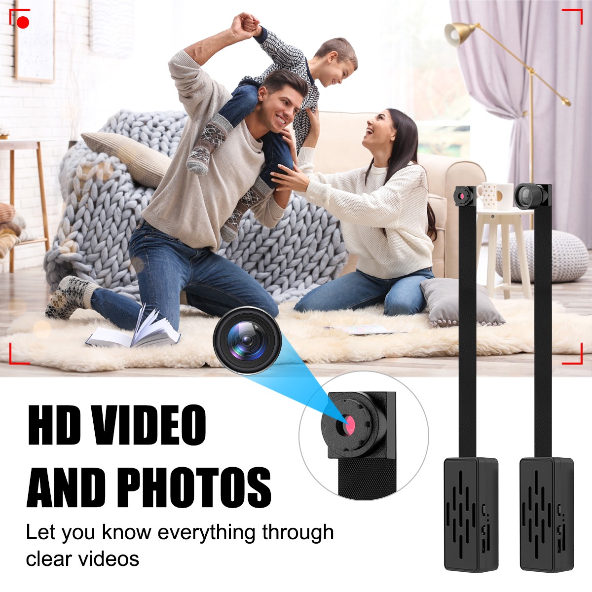 1080P Mini WiFi Camera Hotspot WiFi Connection Motion Alert Audio Flexible Lens