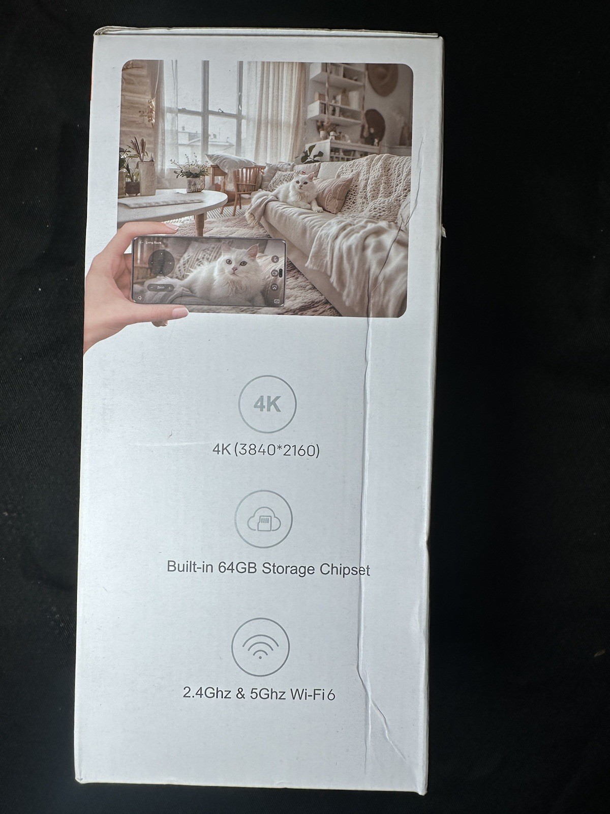 4K Indoor Camera with 360° View, Built-in 64GB Storage, App Control,