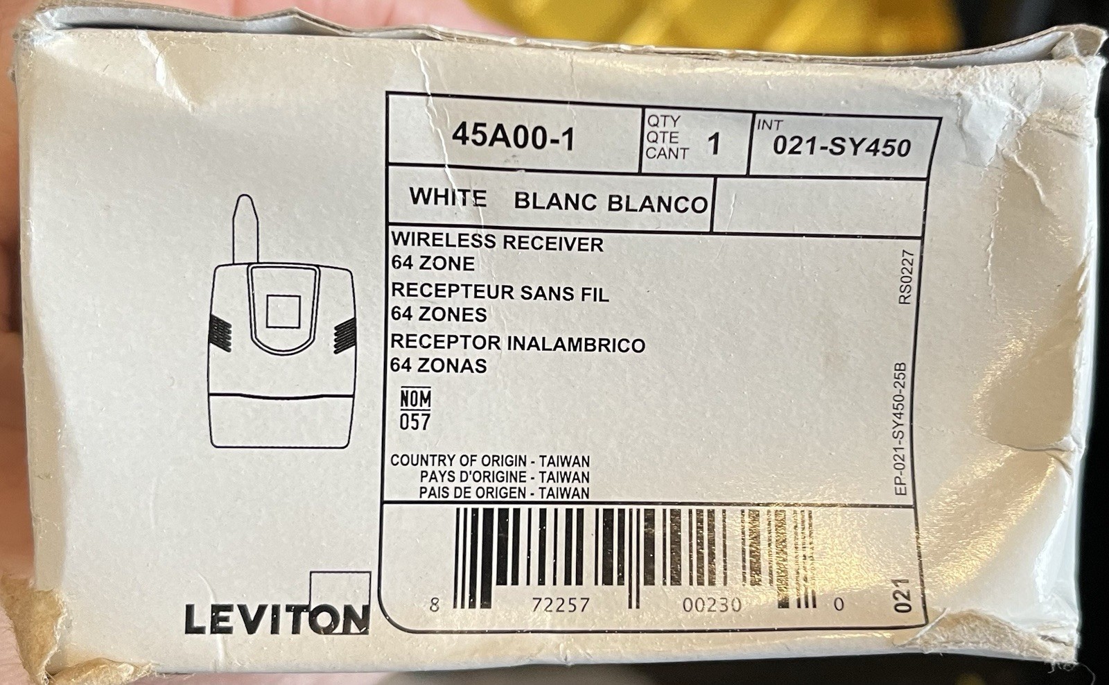 Leviton 45A00-1 Wireless Receiver 64 Zone White 021-SY450