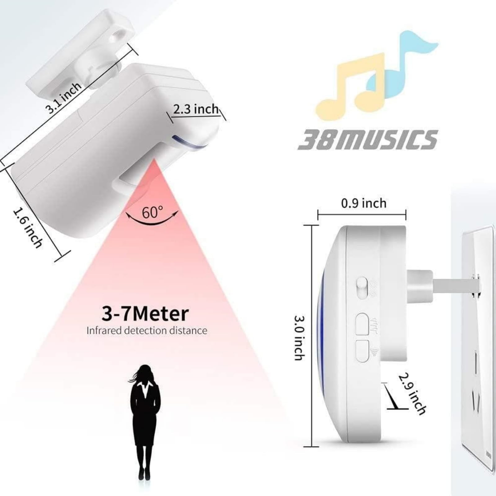 Long Range Wireless Driveway Alarm- Security Driveway Alert Motion Detector D…