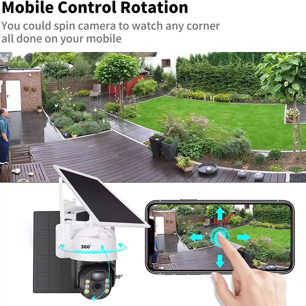 4 Pack WiFi6 Solar Battery Powered Wireless Security Camera Sys Outdoor 3MP PTZ