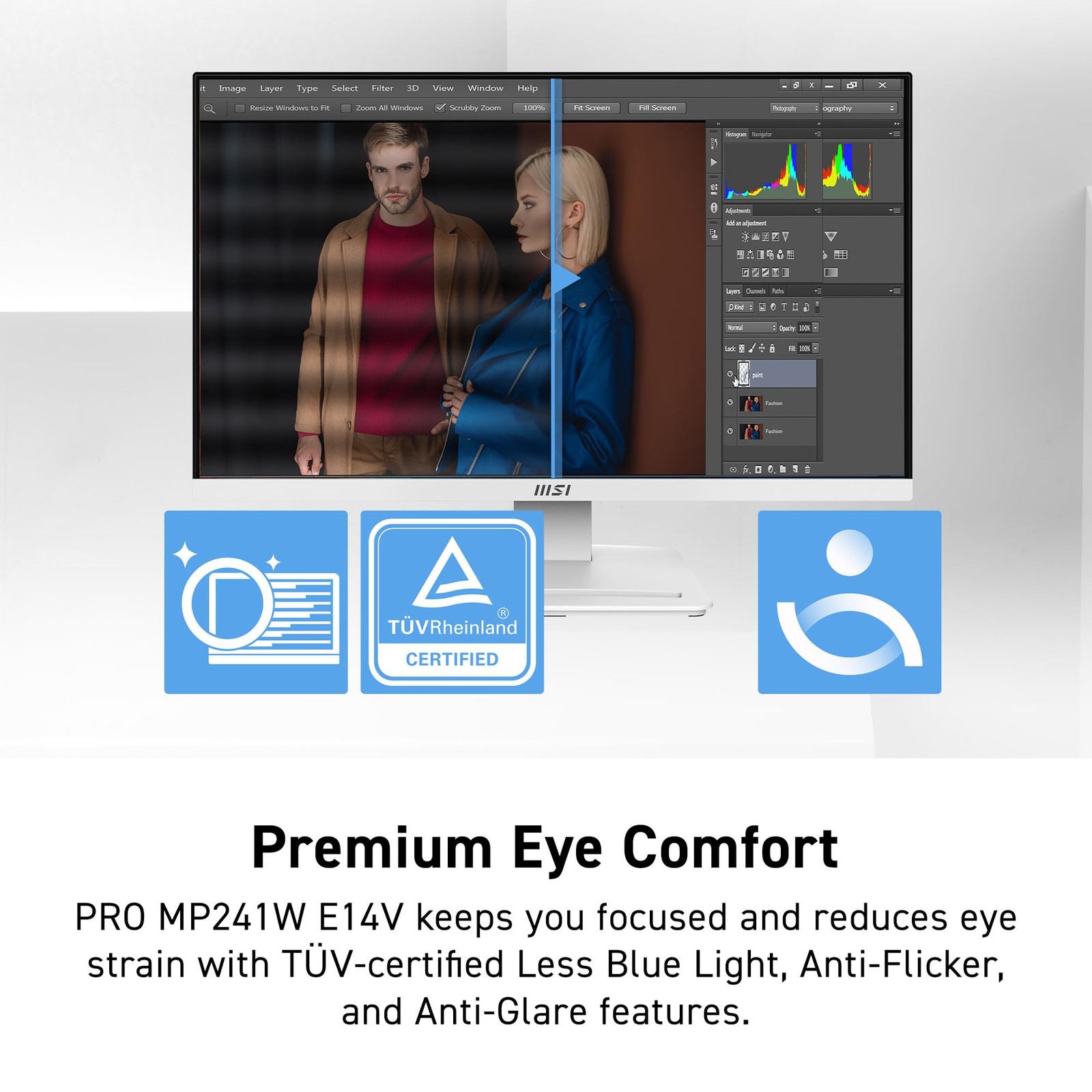 Msi Pro Mp241W E14V 24-Inch Ips 1920 X 1080 Fhd Office Monitor 144Hz Free-Sync
