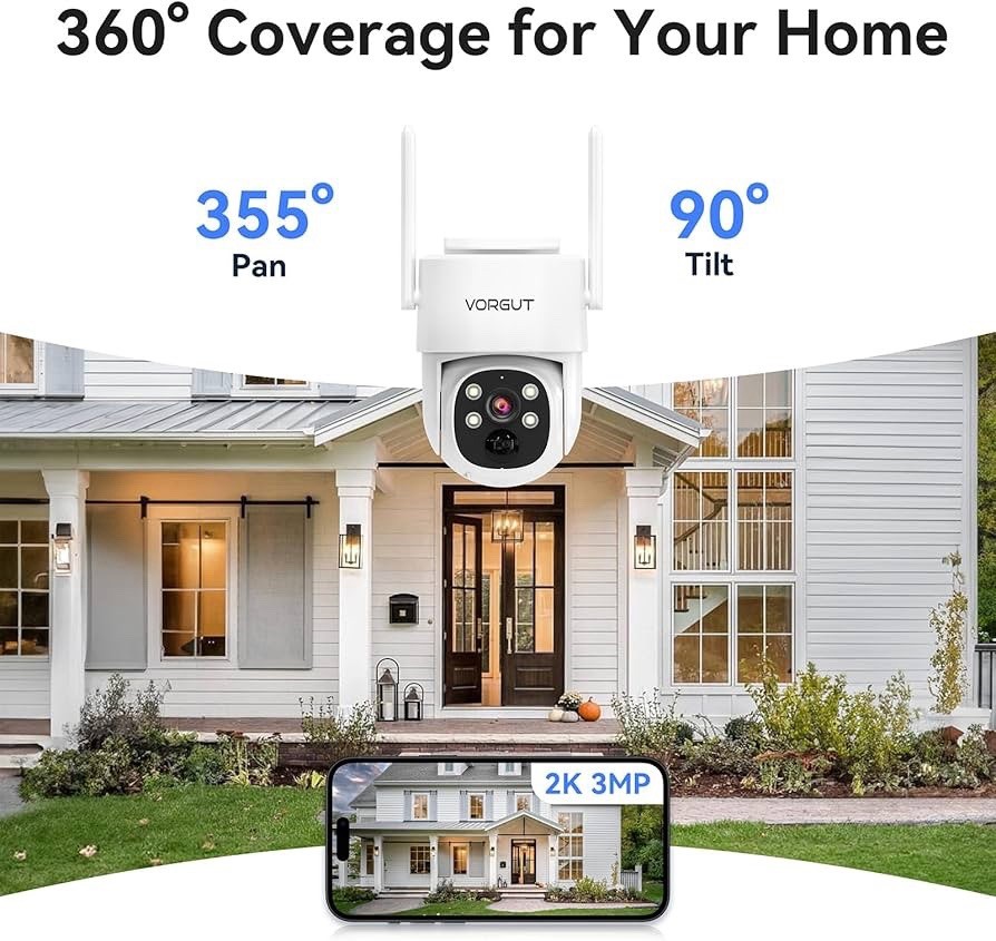 2K Solar Security Camera System, 10″ Monitor, 500GB HDD, 360° PTZ, 2.4/5G WiFi