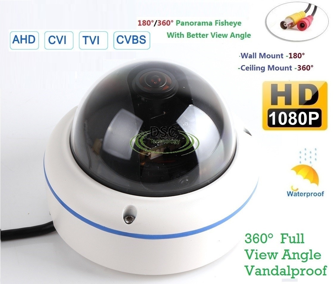 AHD 2MP HD 1080p Outdoor Vandal Dome Camera 180/360 Degree View Security Camera