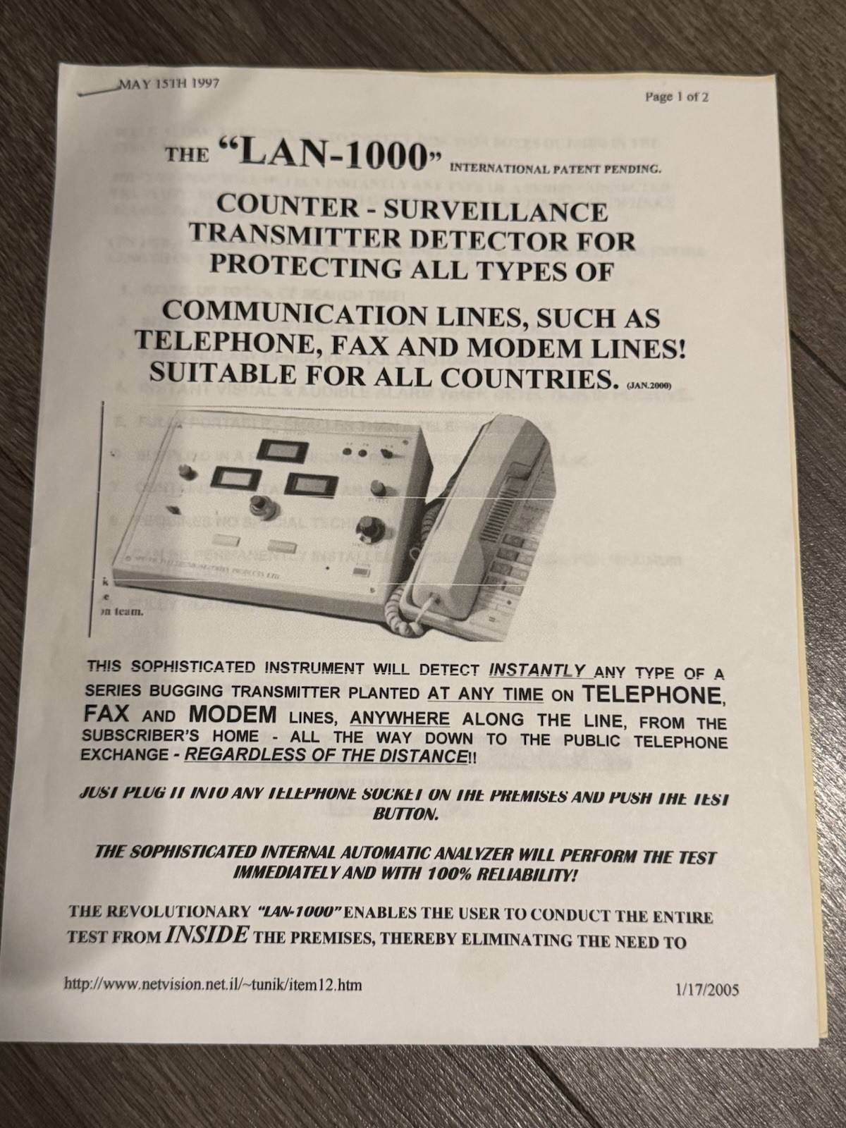 RARE! LAN-1000 Counter-surveillance RF/Transmitter Detection Kit (Bug Sweepers)