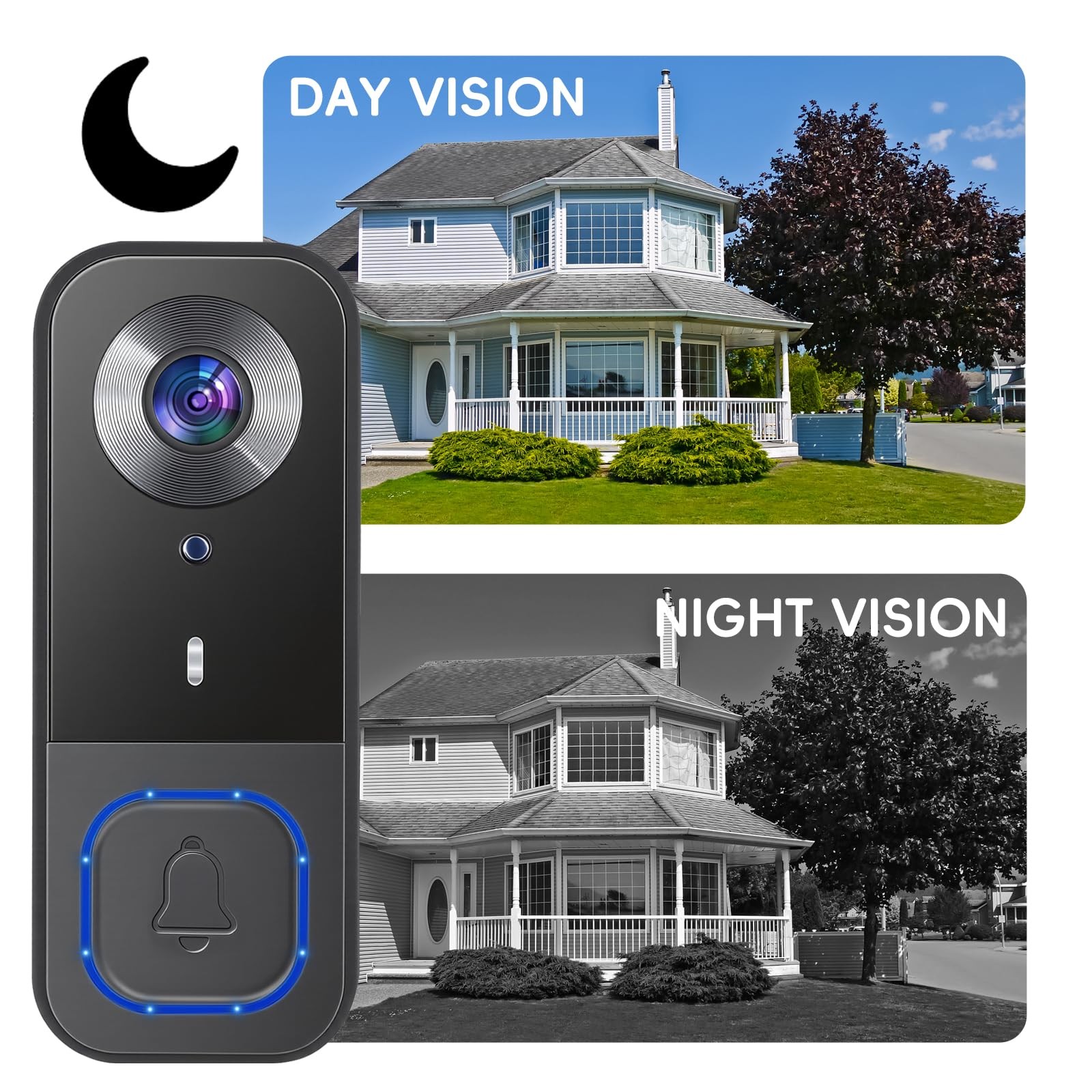 Taishixing 4.3″ Video Doorbell Camera with Monitor 2-Way Audio, Night 1080P