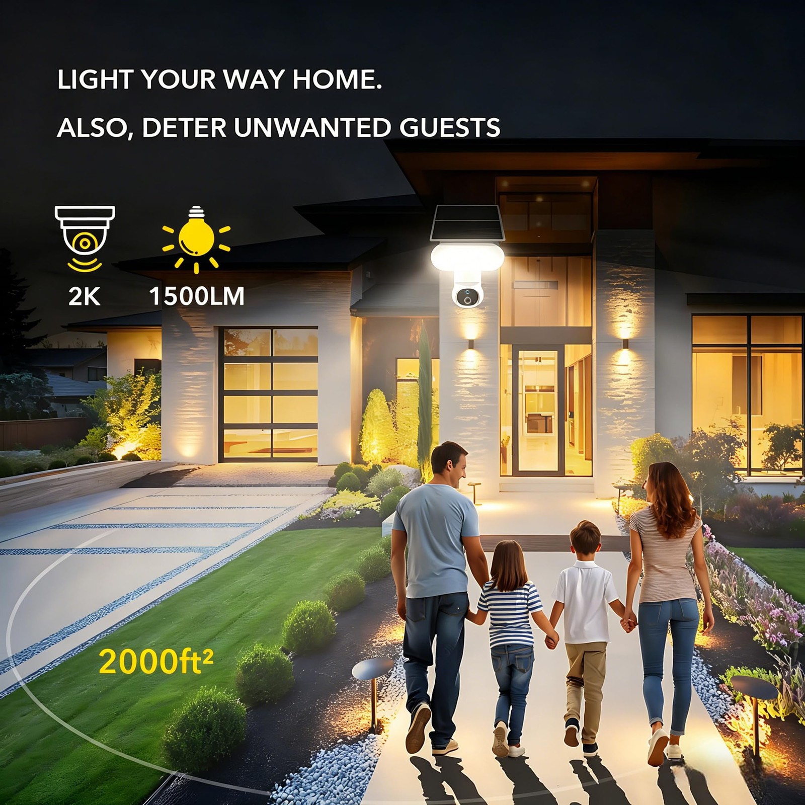 Solar Floodlight Camera with 1500LM Bright Lights-2K Wireless Outdoor Securit…