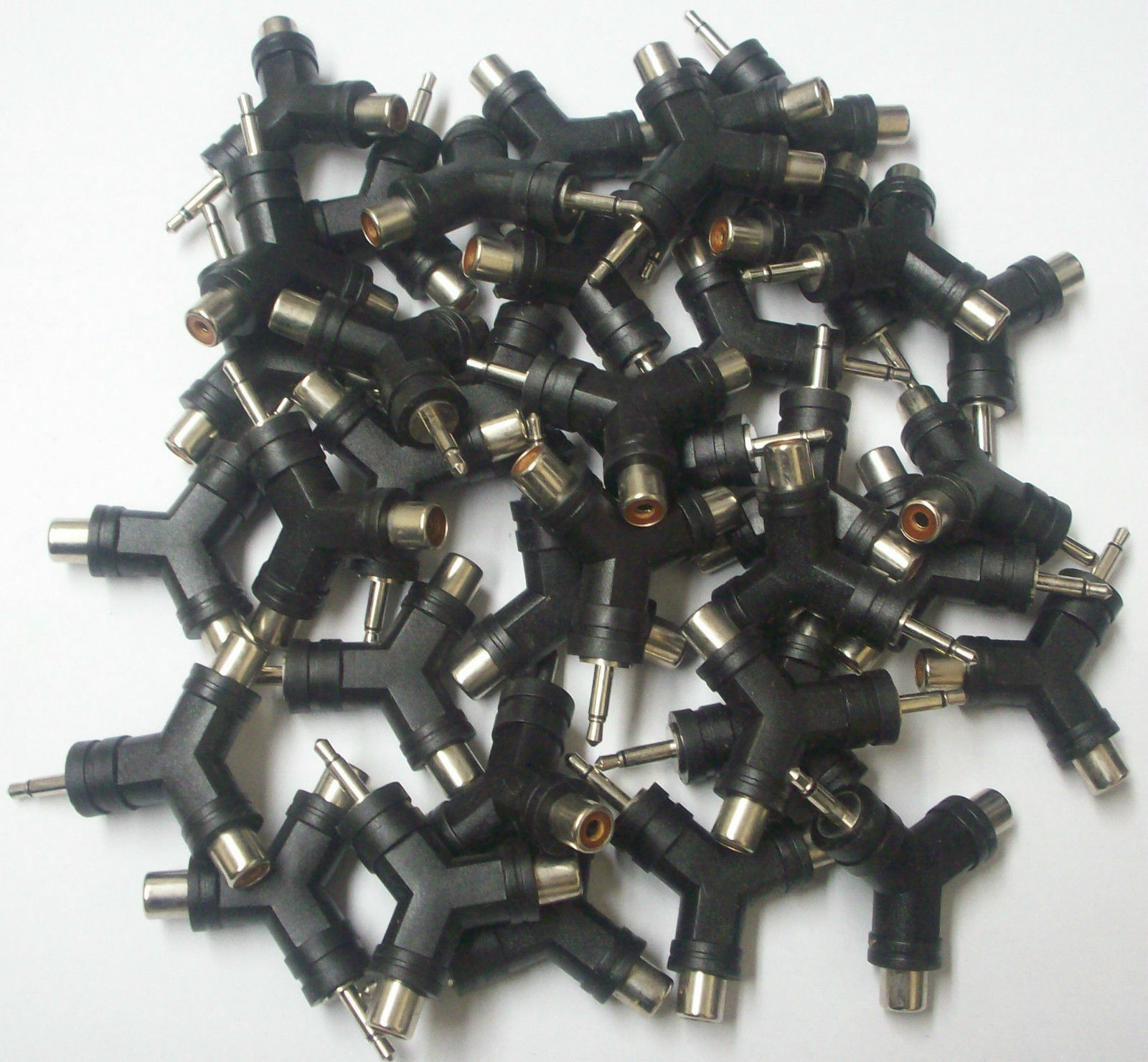 Lot of (10) AD-2721 3.5mm Mono Plug To 2 RCA Jacks Splitter Connectors