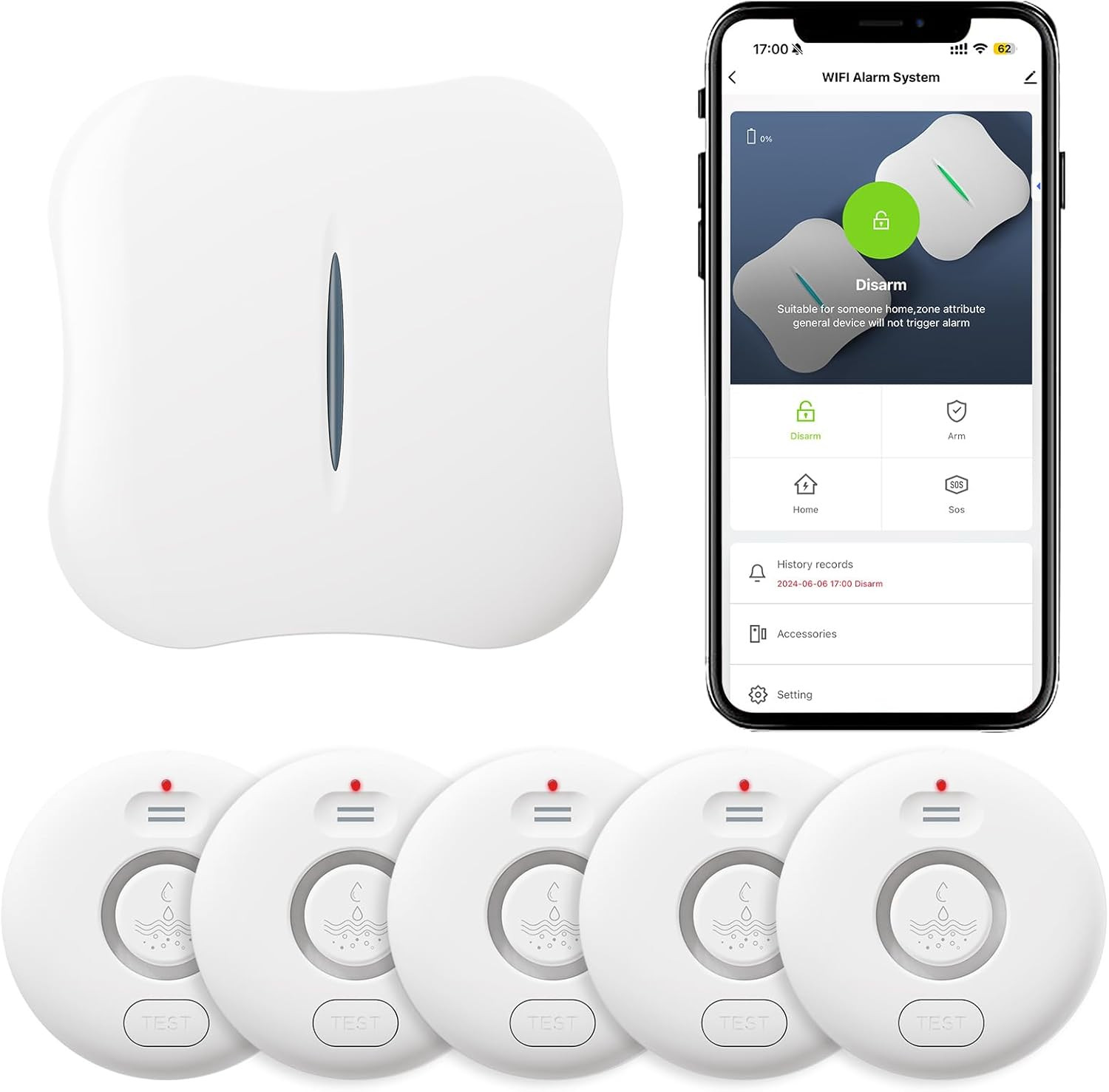 Wifi Water Leak Detectors 5 Pack, 120Db Adjustable Loud Water Leak Sensor, Wirel