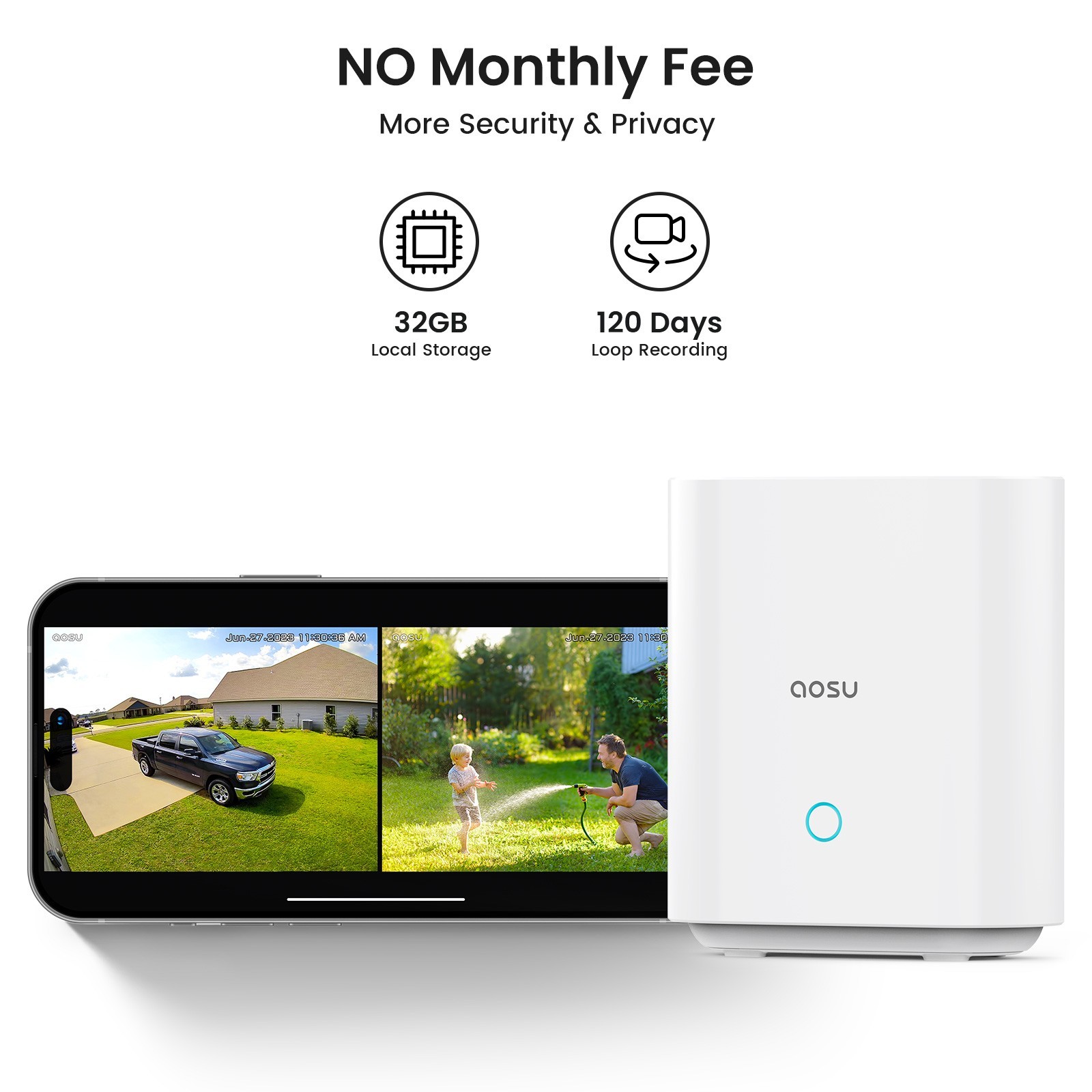 AOSU Solar Security Cameras Outdoor Wireless,2 Cam-Kit,2K Color Night Vision