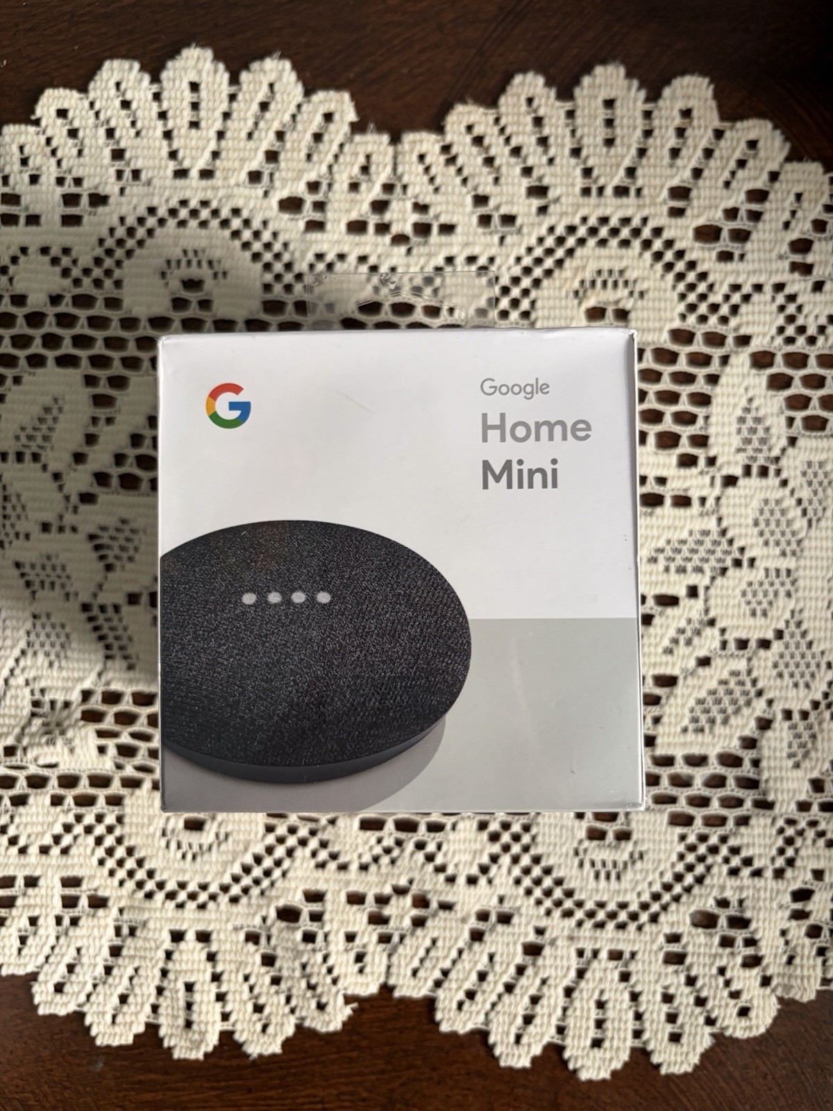 Google Home Mini Smart Speaker 1st Gen Charcoal Color with Power Cord Unopened