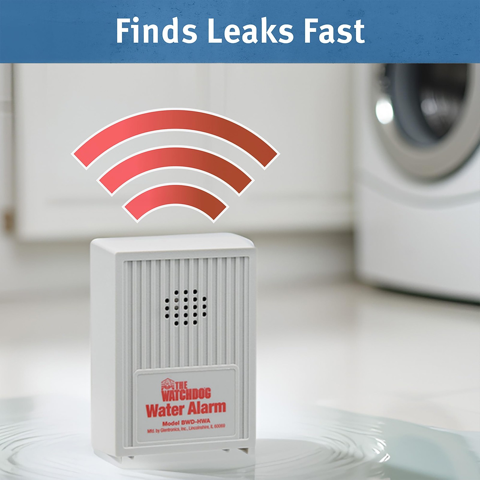 The 110 dB Water Alarm w/Detachable Sensor for Hard-to-Reach Areas (BWD-HWA)