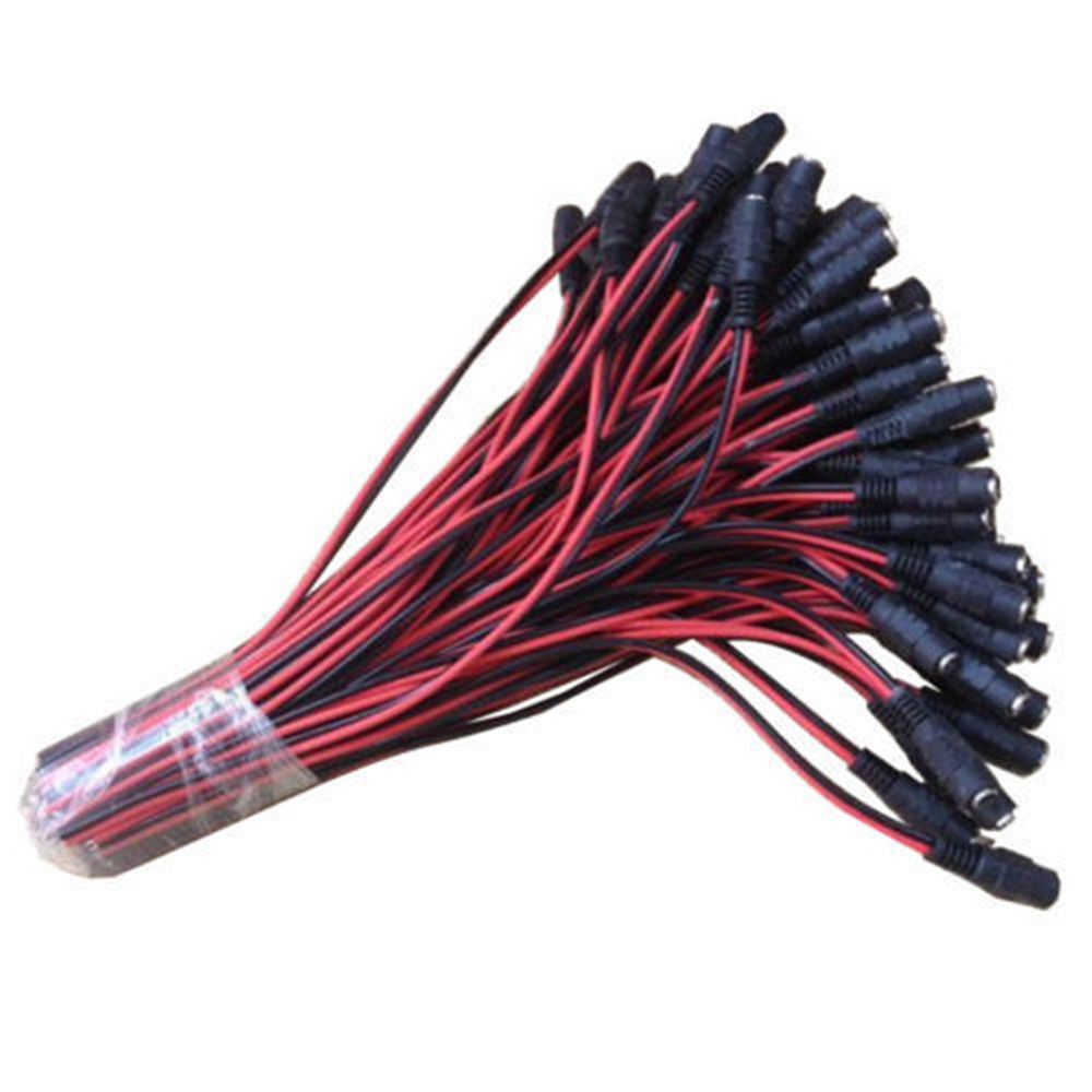 100pcs 12V DC Power Pigtail Female 5.5*2.1mm Cable Plug Wire For CCTV Security
