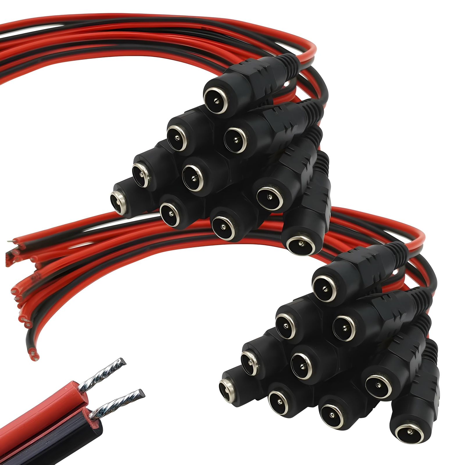 20 Pack Female Power Pigtail DC 5.5mm x 2.1mm Connectors Upgraded AWG for CCT…