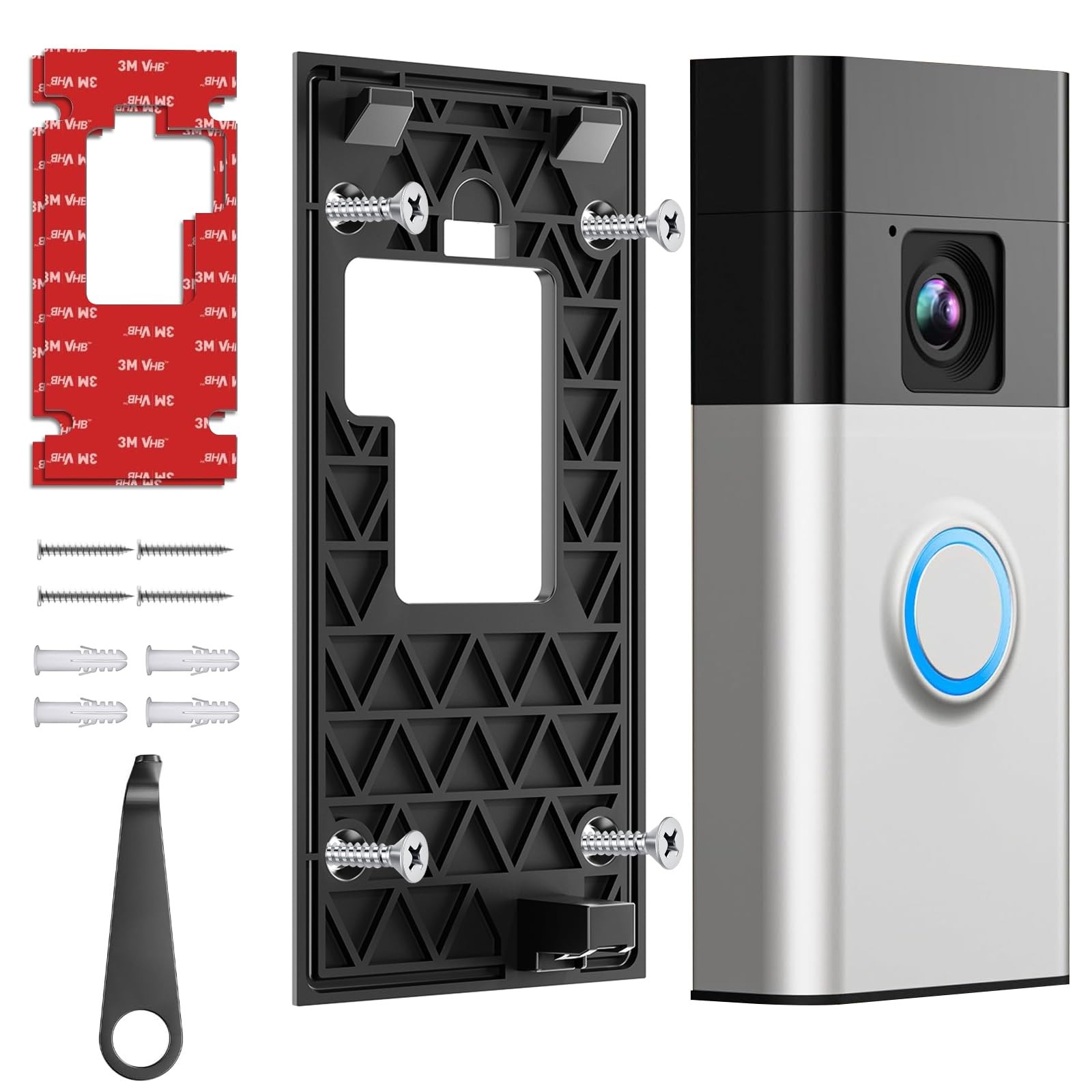 No Drill Adhesive Video Doorbell Mount with Ring Battery Doorbell (2024 Relea…