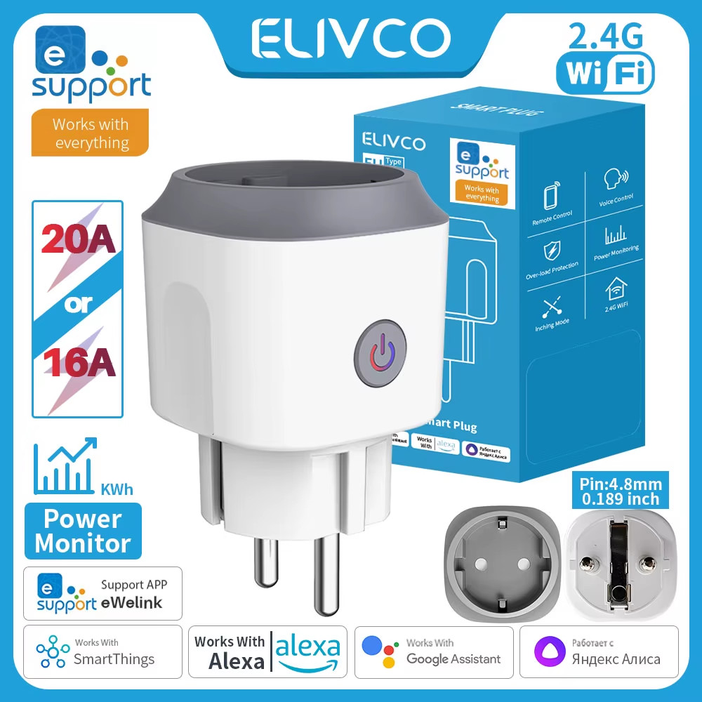 eWelink Smart Socket EU16A/20A Wifi Smart Plug With Power Monitor Smart Life APP