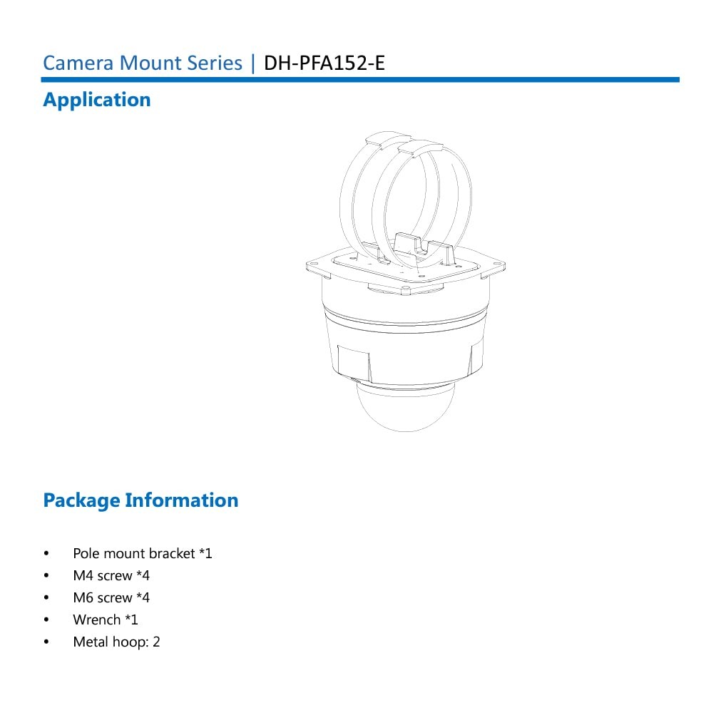 PFA152E Pole Mount Bracket For Dahua IP CVI Camera White 1 Pack