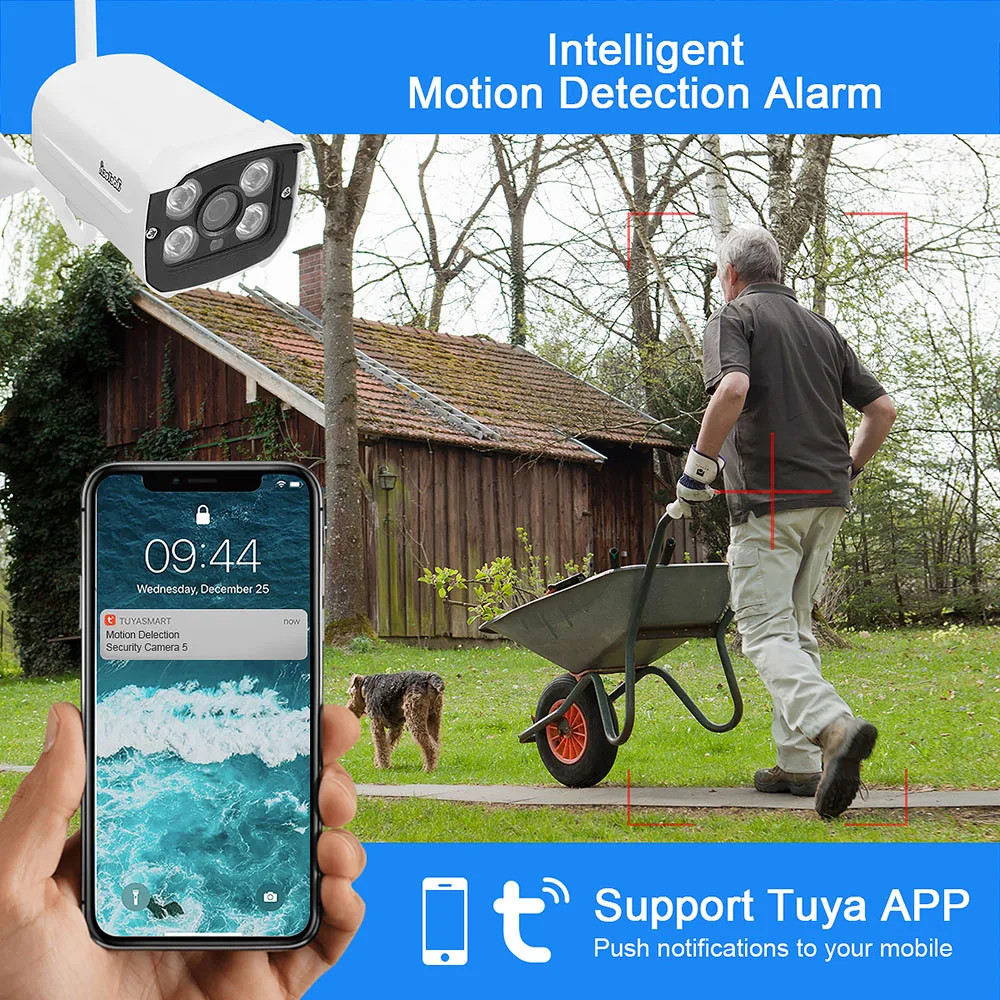 Tuya Alexa Wireless Security Camera System 1080P 4Pcs 8CH NVR 1TB HDD Outdoor