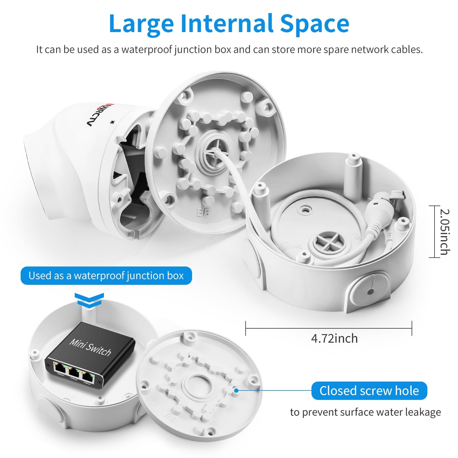 8 PCS Universal Security Camera Junction Box ABS Waterproof Wall Mount CCTV