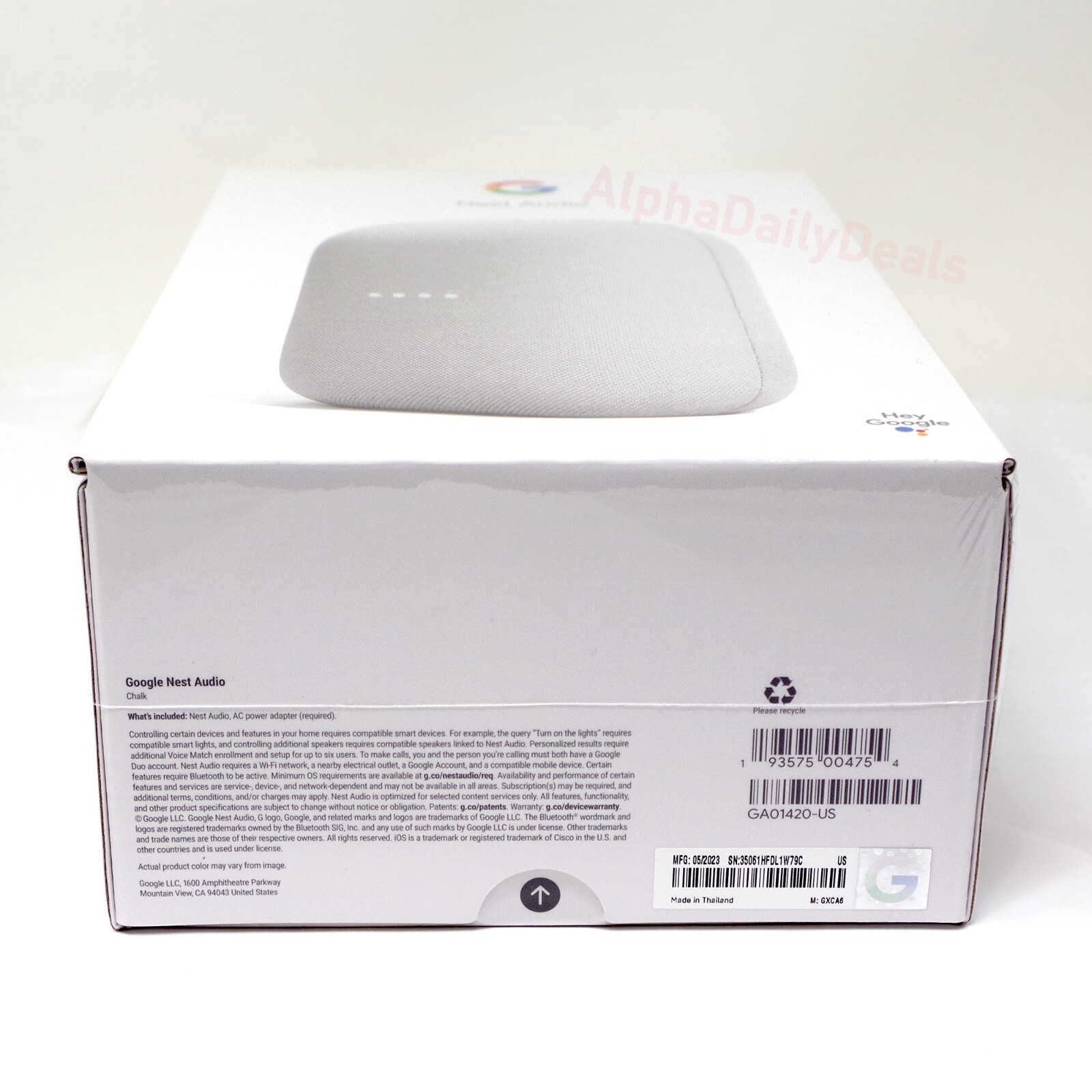 Google Nest Audio Smart Stereo Speaker Voice Assistant Chalk Light Gray