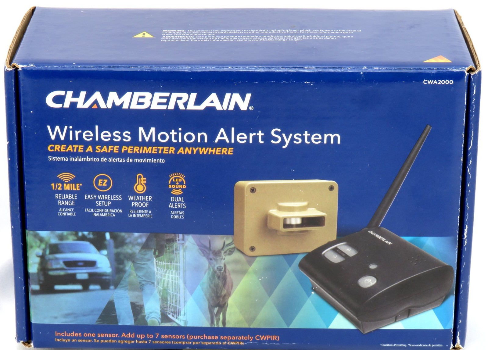 Chamberlain CWA2000 Outdoor / Indoor Long-Range Wireless Motion Alert System NEW