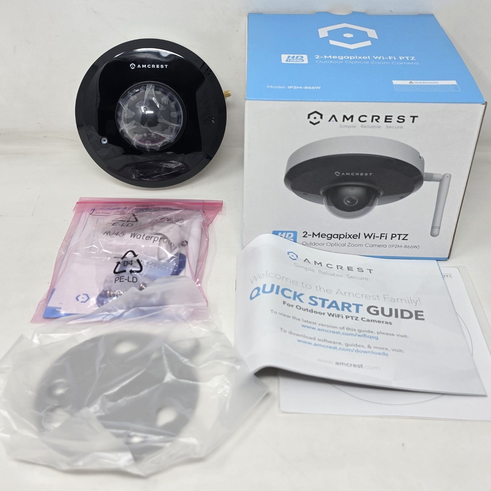 New Amcrest HD 1080p IP2M-866W Wi-Fi Outdoor Pan Tilt Zoom Dome Security Camera
