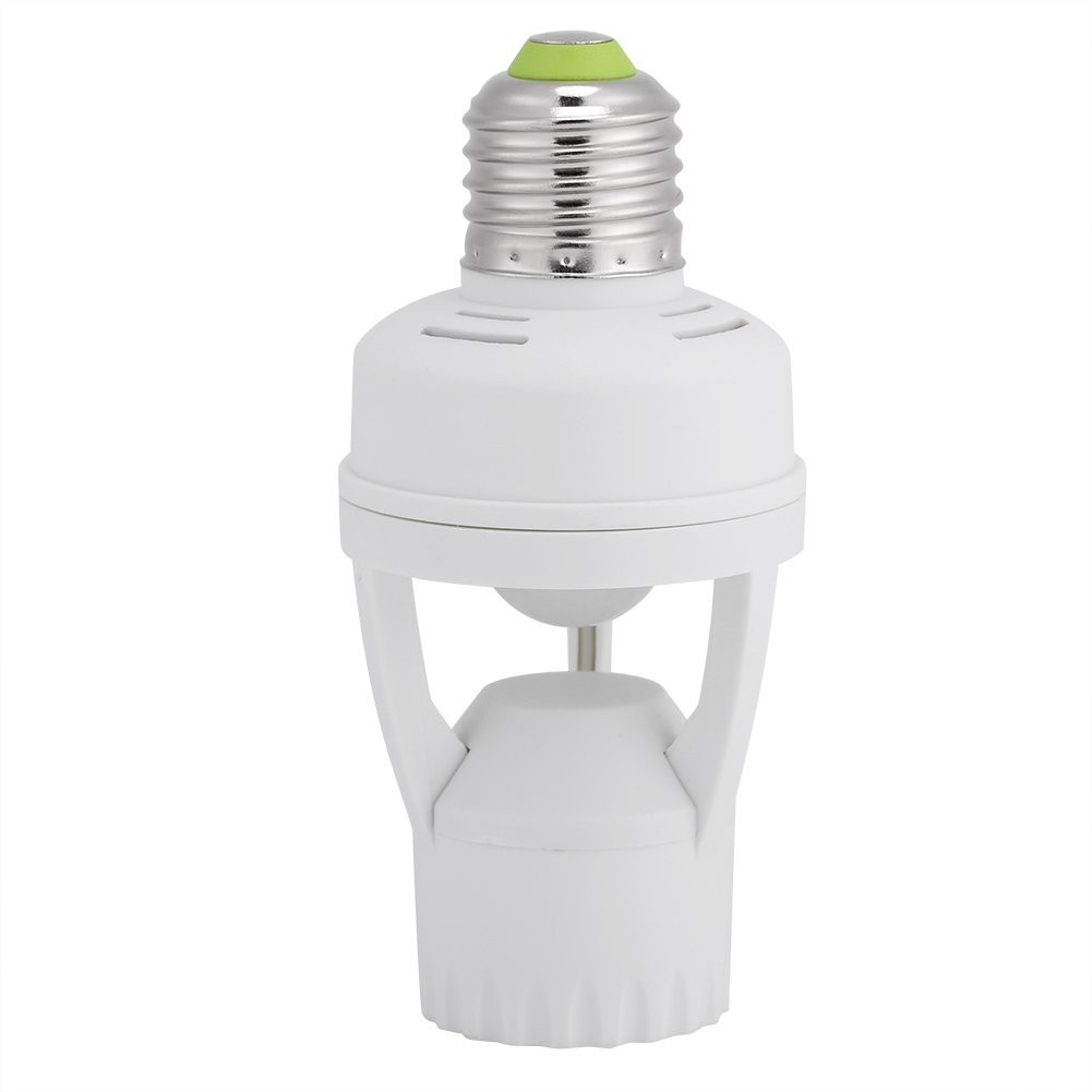 PIR Motion Sensor Light Socket E27 Bulb Holder, 360° Detection for Home Use