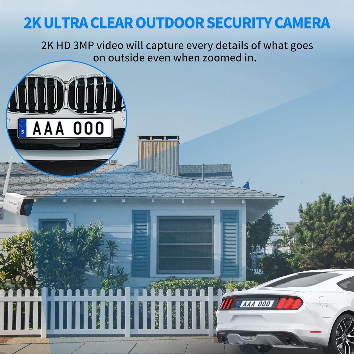 Septekon 4 Pack Outdoor Security Camera 2K，WiFi Cameras for 4 Pack, White