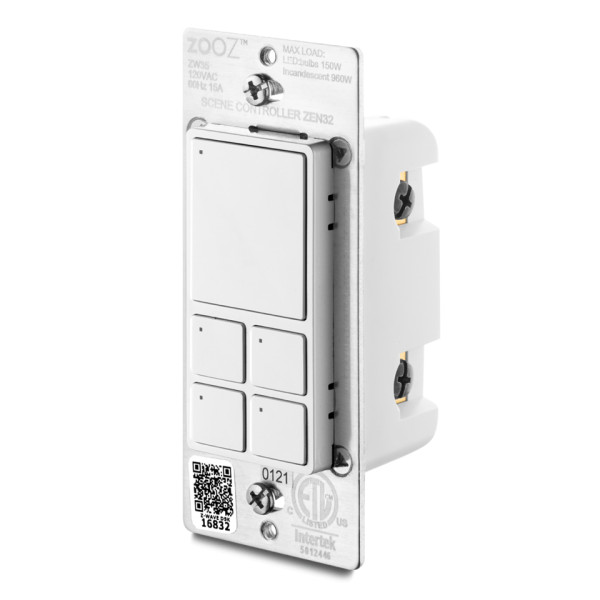 Zooz 700 Series ZEN32 Scene Controller Wall Switch Multi-Button Remote White