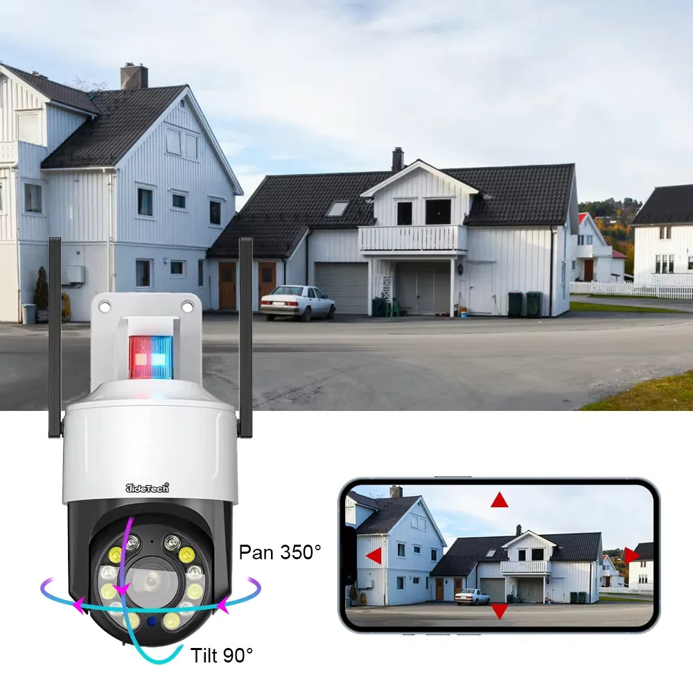 JideTech 5MP 5X Optical Zoom Outdoor Wi-Fi PTZ Security Camera Sound Light Alarm