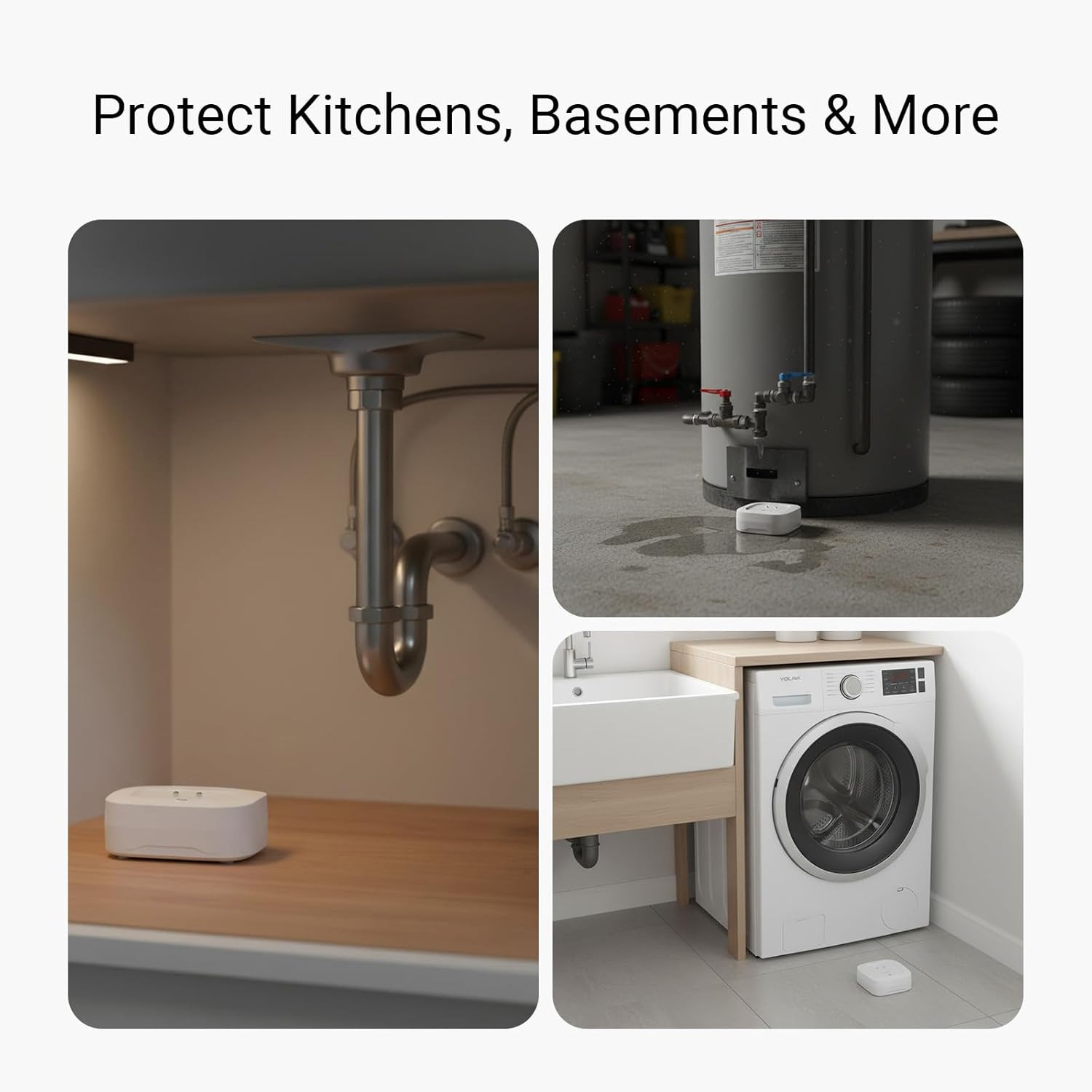 Smart Water Leak Detection Kit with Siren, Sensors, App Alerts & Alexa Compatibl