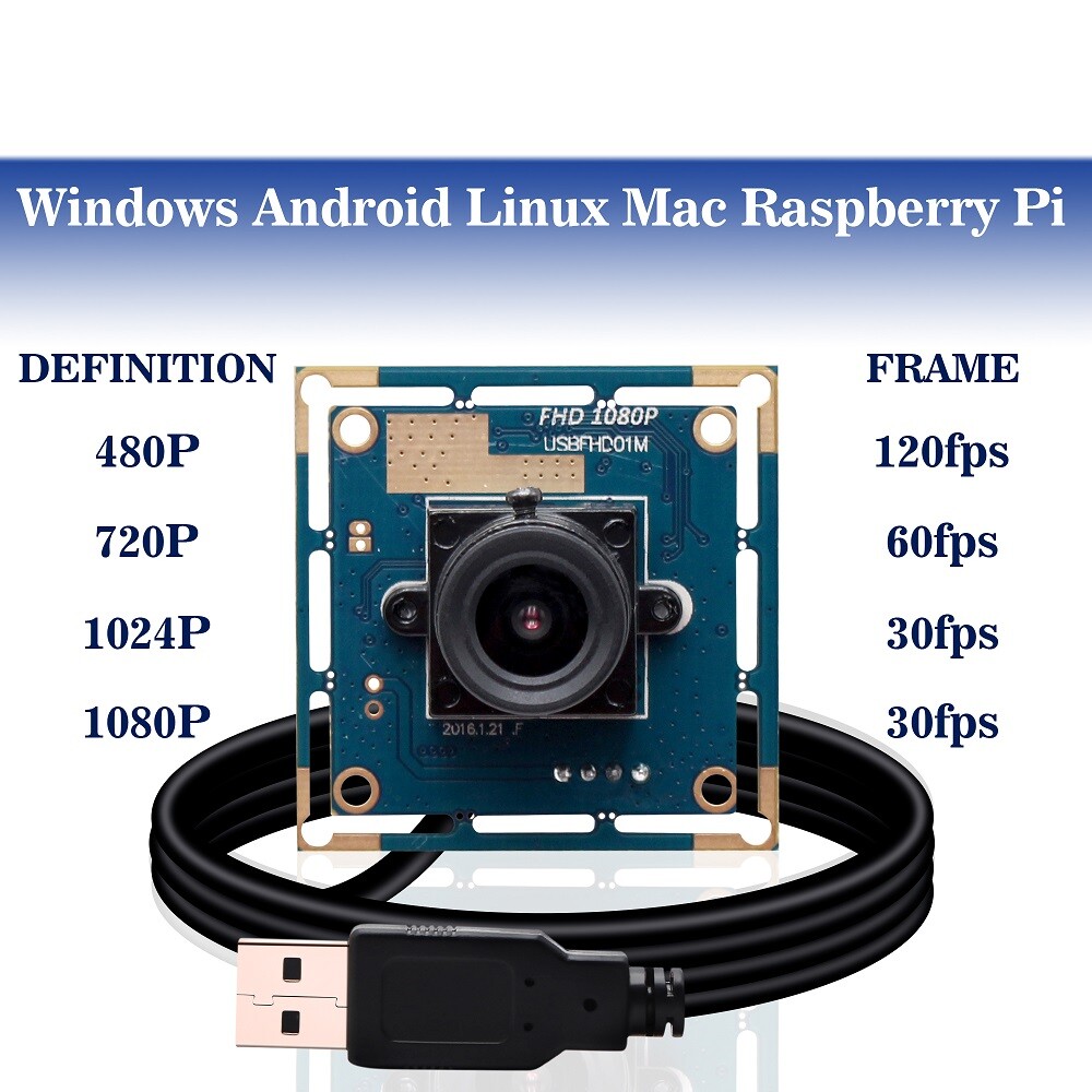 UVC Camera 1920×1080 HD WebCam 2.8mm Wide Angle Lens Free Driver USB Camera 2MP