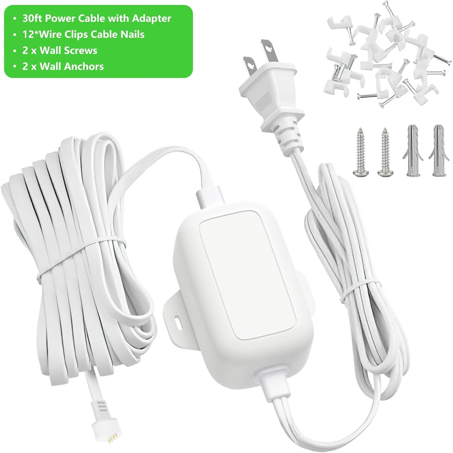 30Ft/9M Power Adapter Compatible with Google Nest Cam Outdoor or Indoor, Battery