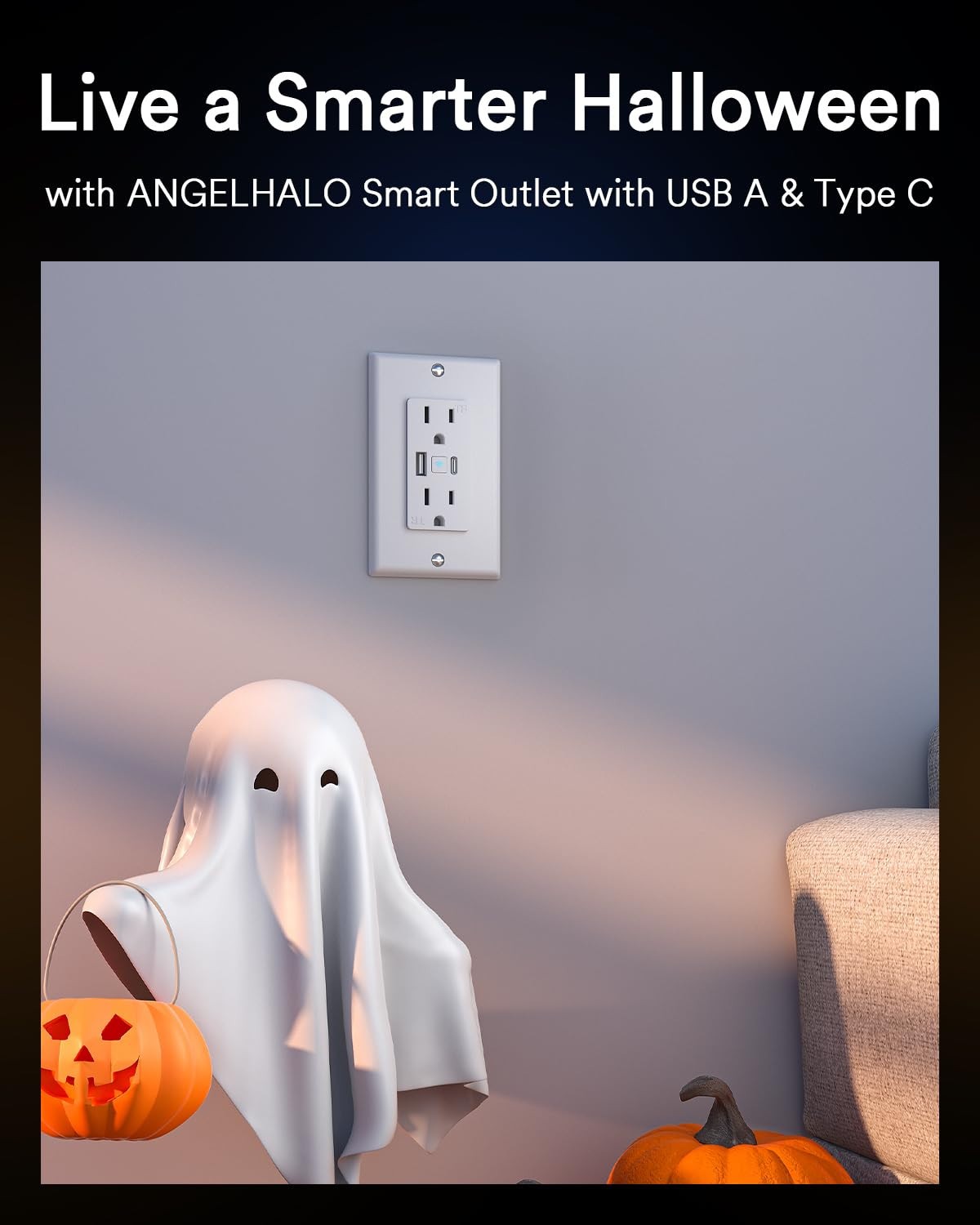 4 Pack Lumary Smart USB Outlet with WiFi, Type-C & USB-A Ports, Voice Control