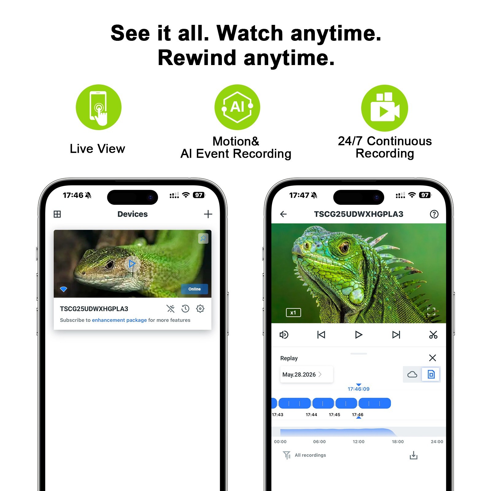 Pet Camera for Aquarium, Reptile & Bird Feeder,24/7 Recording, Easy to Install