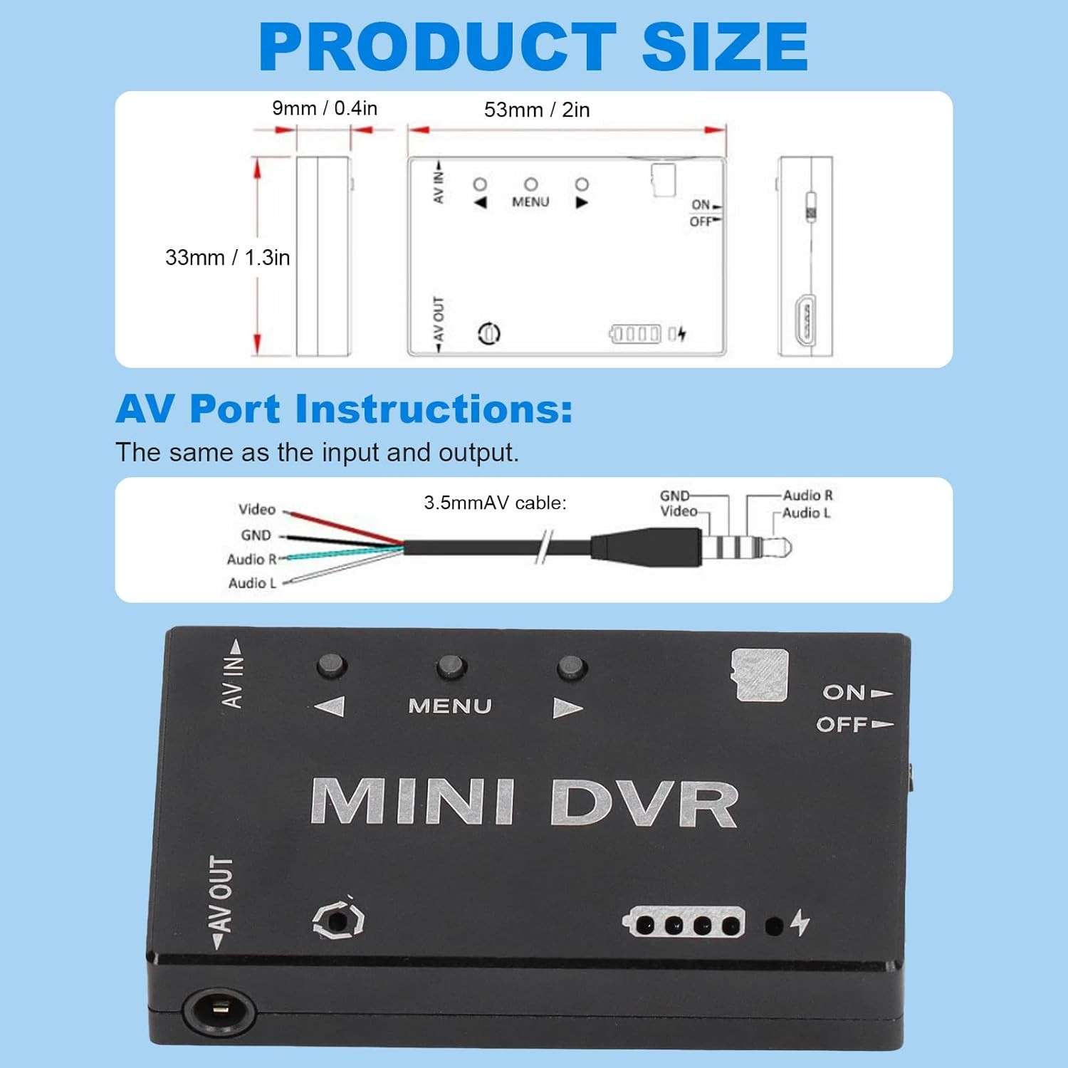 Mini DVR 5.8G-FPV Video Recorder Module CVBS Signal Input Support 32GB TF Card