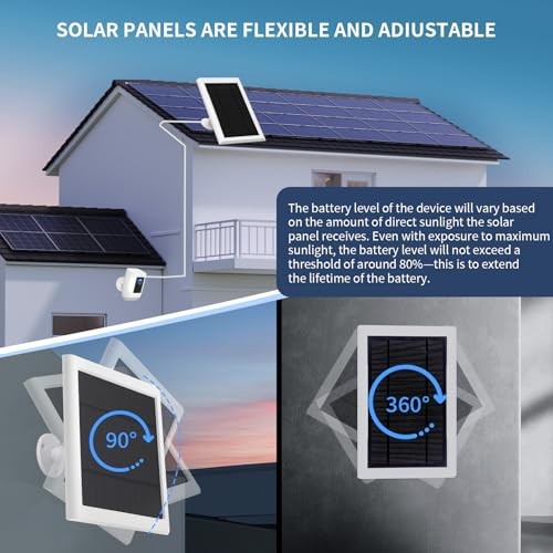 Solar Panel for Ring Camera Outdoor, 1 Pack 5W Solar Charger White Grey