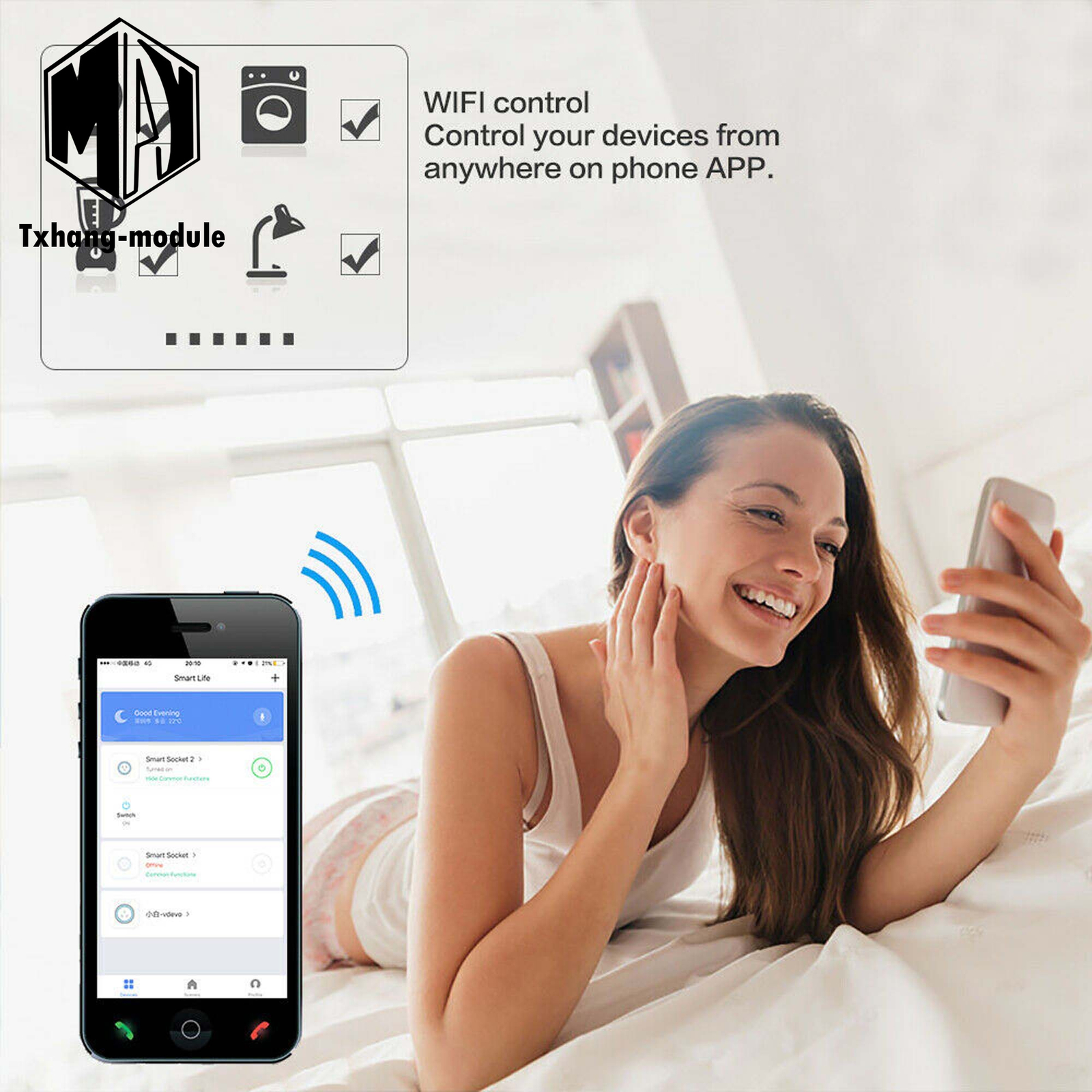 Smart Wifi Switch Socket Outlet fit with Alexa Echo GoogleAssistant A2TM