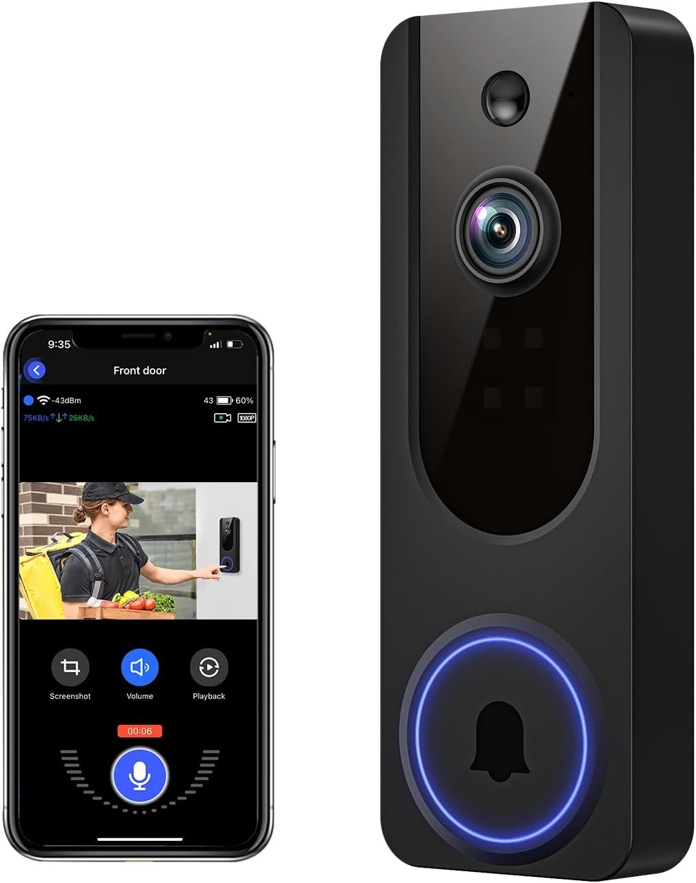 Ring Video Doorbell 1080p HD Camera WI-FI Night Vision Motion Detection Wireless